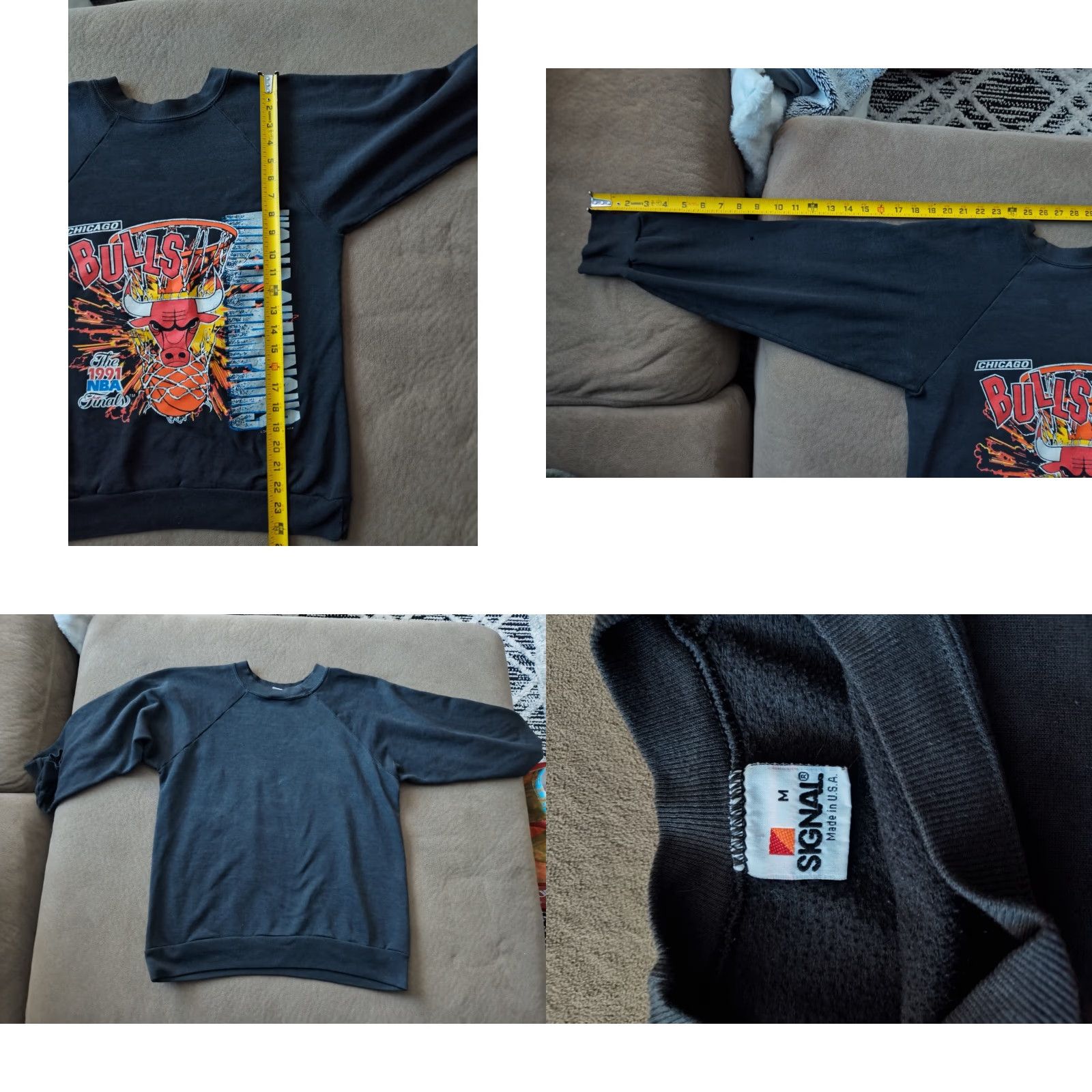 Logo 7 VINTAGE Logo 7 Chicago Bulls World Champions NBA Finals 1991 Sweatshirt Long Sleeve Pullover M Black Mens USA 90s Michael Jordan{"payload":""} Size US M / EU 48-50 / 2 - 8 Thumbnail