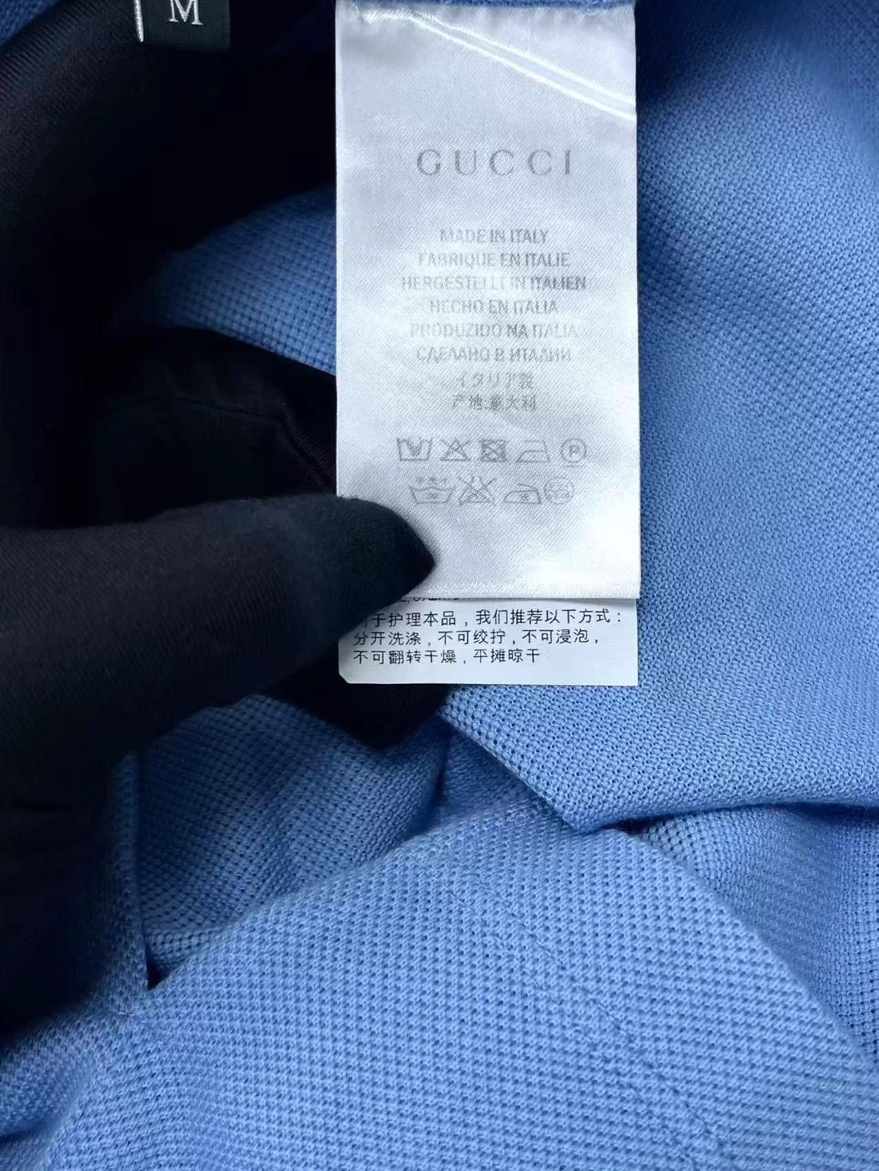 Gucci Gucci Light Blue Embroidered Shield Bee Star M Polo Size US M / EU 48-50 / 2 - 5 Thumbnail