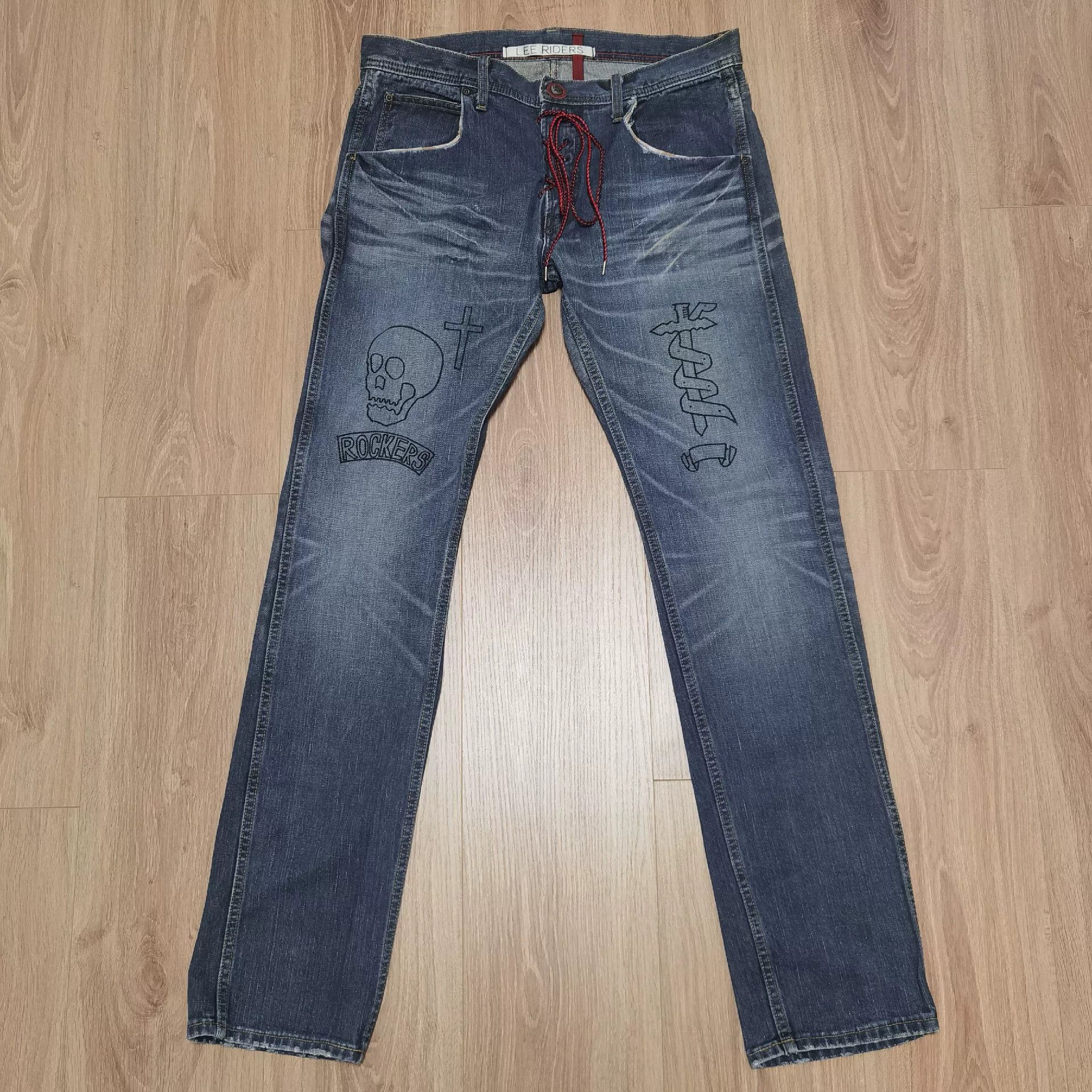 Lee Lee Riders Japanese Graffiti Strap Jeans Size US 36 / EU 52 - 1 Thumbnail