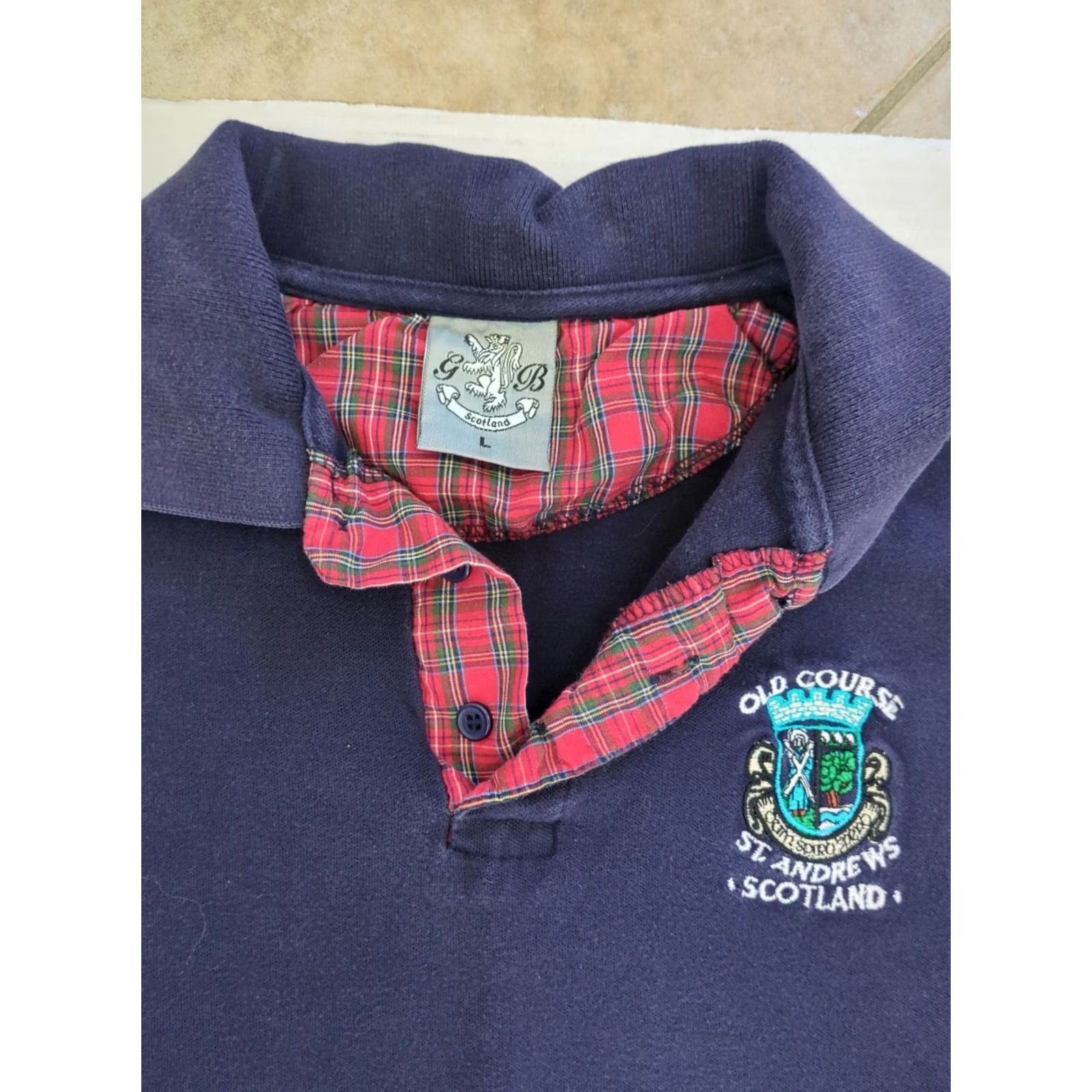 Vintage Old Course St. Andrews Scotland Polo Blue Size Large Men's Polo Size US L / EU 52-54 / 3 - 3 Thumbnail