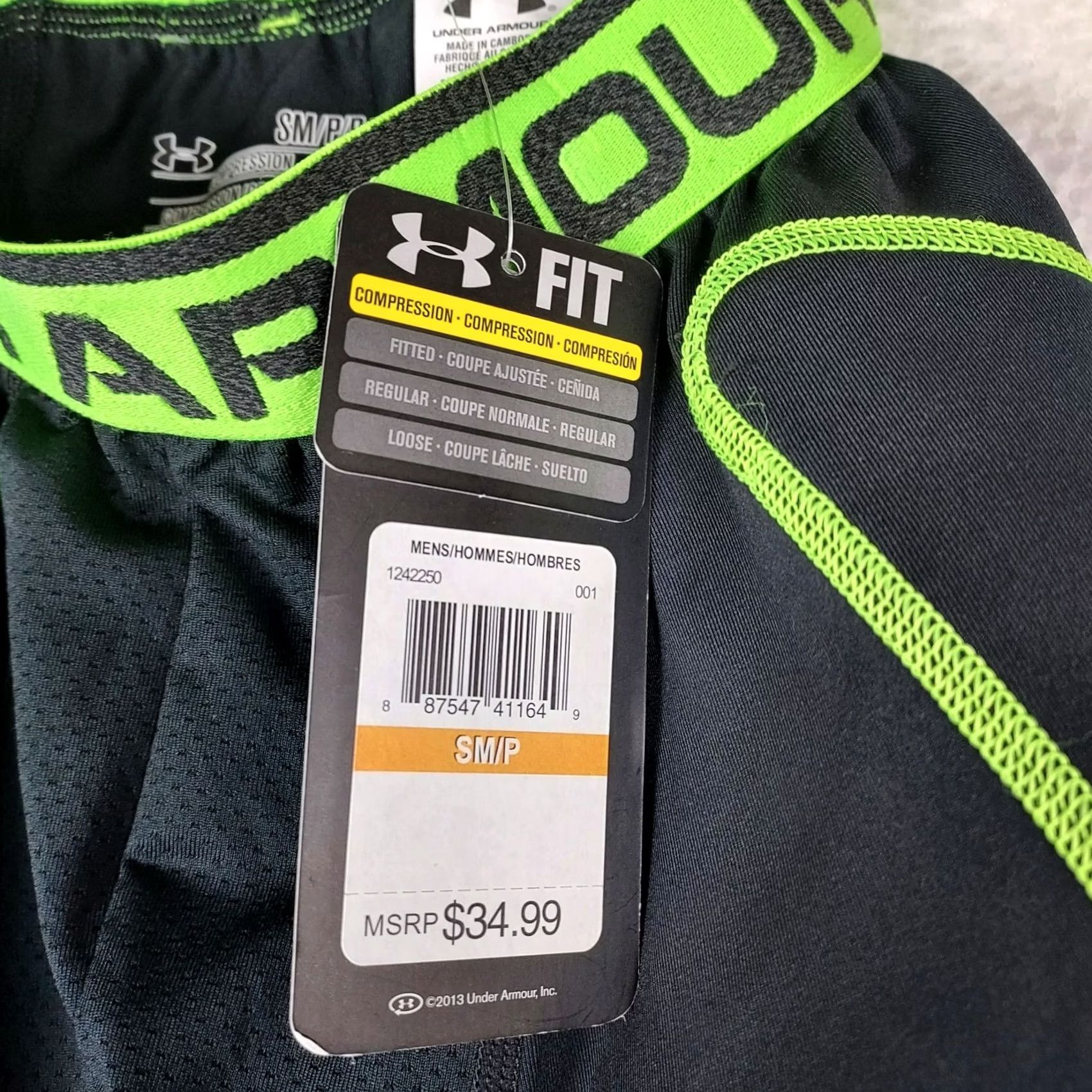 Under Armour Under Armour HeatGear Compression Shorts Mens Small Black Green GameDay Size US 29 - 6 Thumbnail
