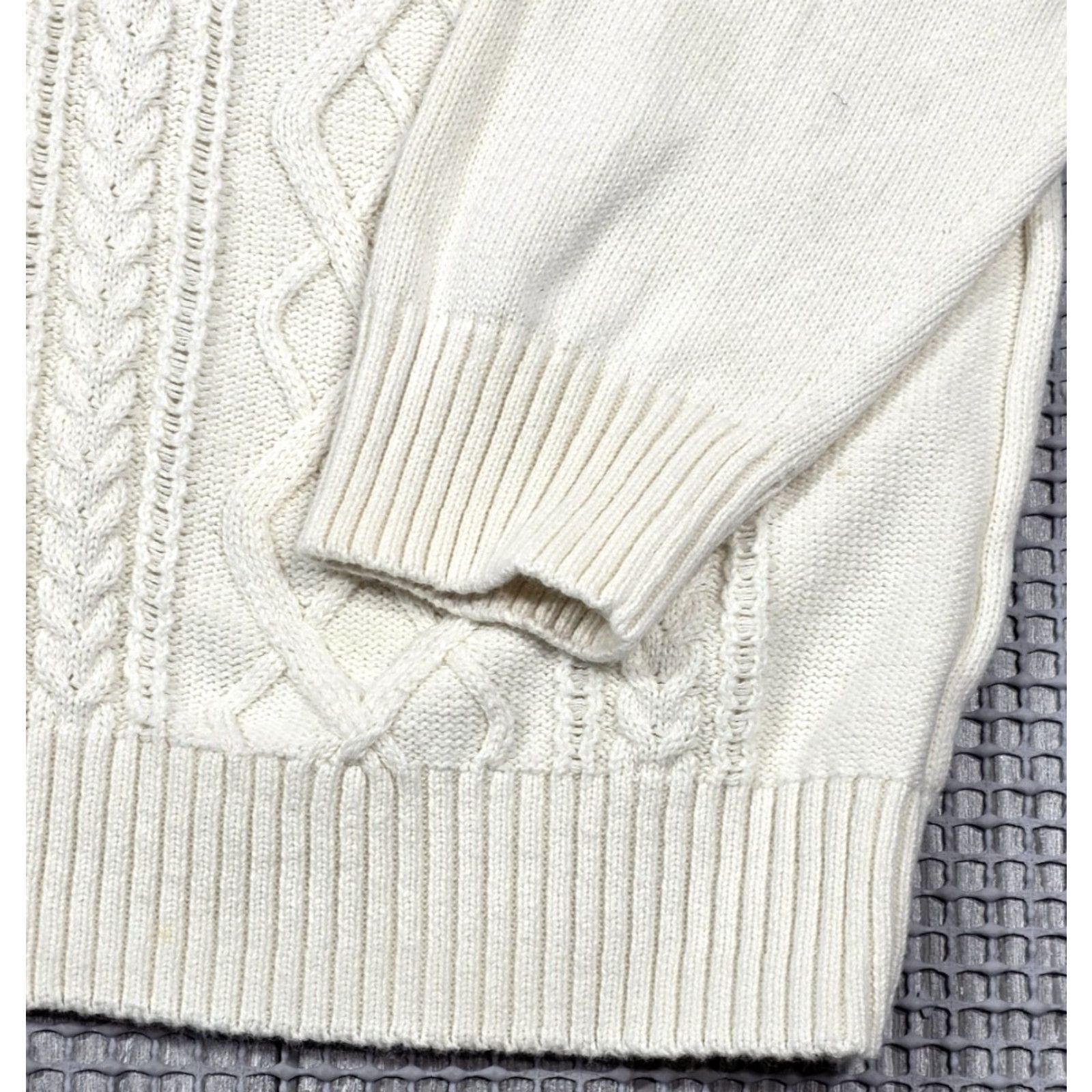 Vintage Alan Flusser Sweater Mens L Cable Knit Ivory Fair Isle Henley Collar Fisherman Size US L / EU 52-54 / 3 - 5 Thumbnail