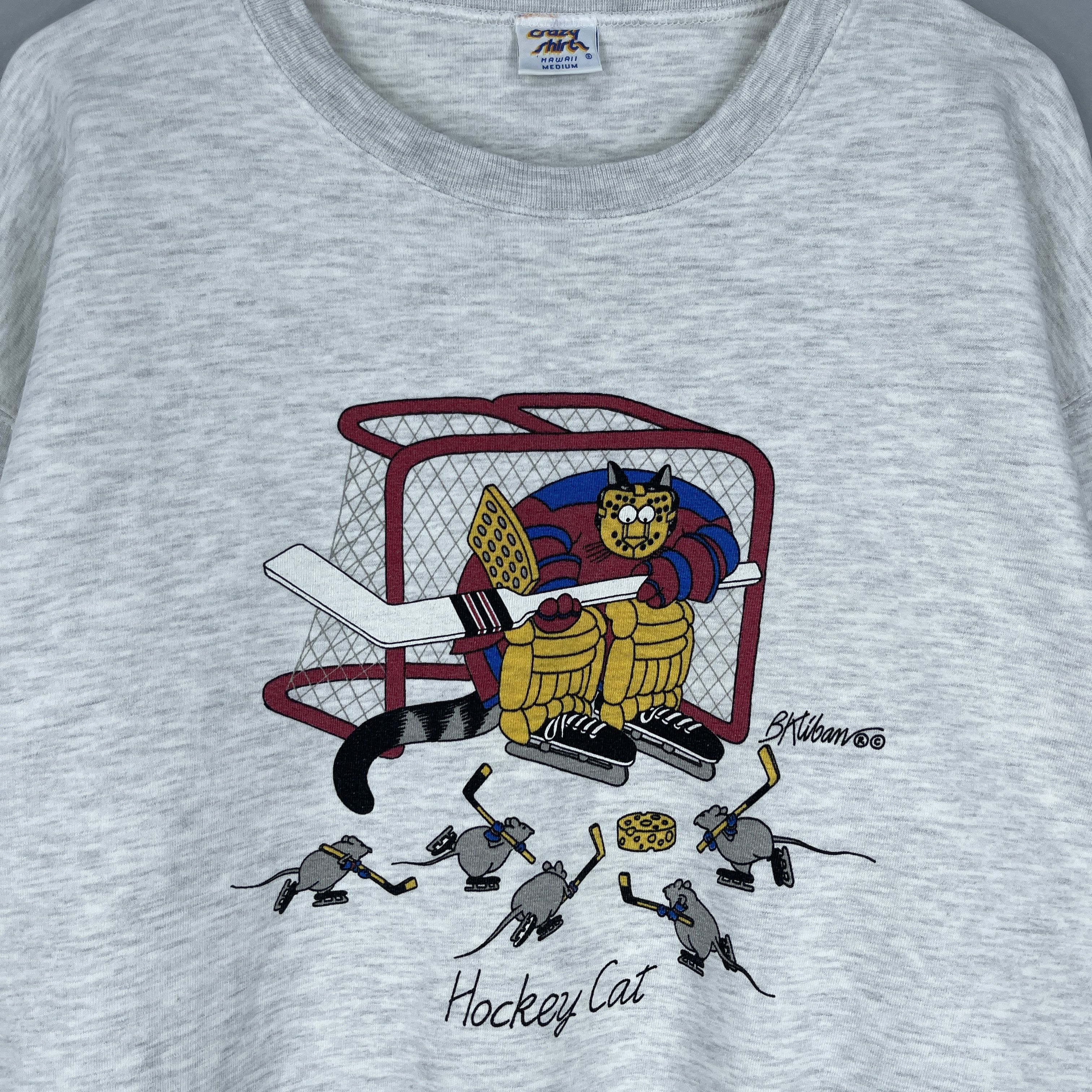 Vintage Vintage B Kliban Cat Playing Hockey Cartoon Sweatshirt Size US M / EU 48-50 / 2 - 2 Thumbnail