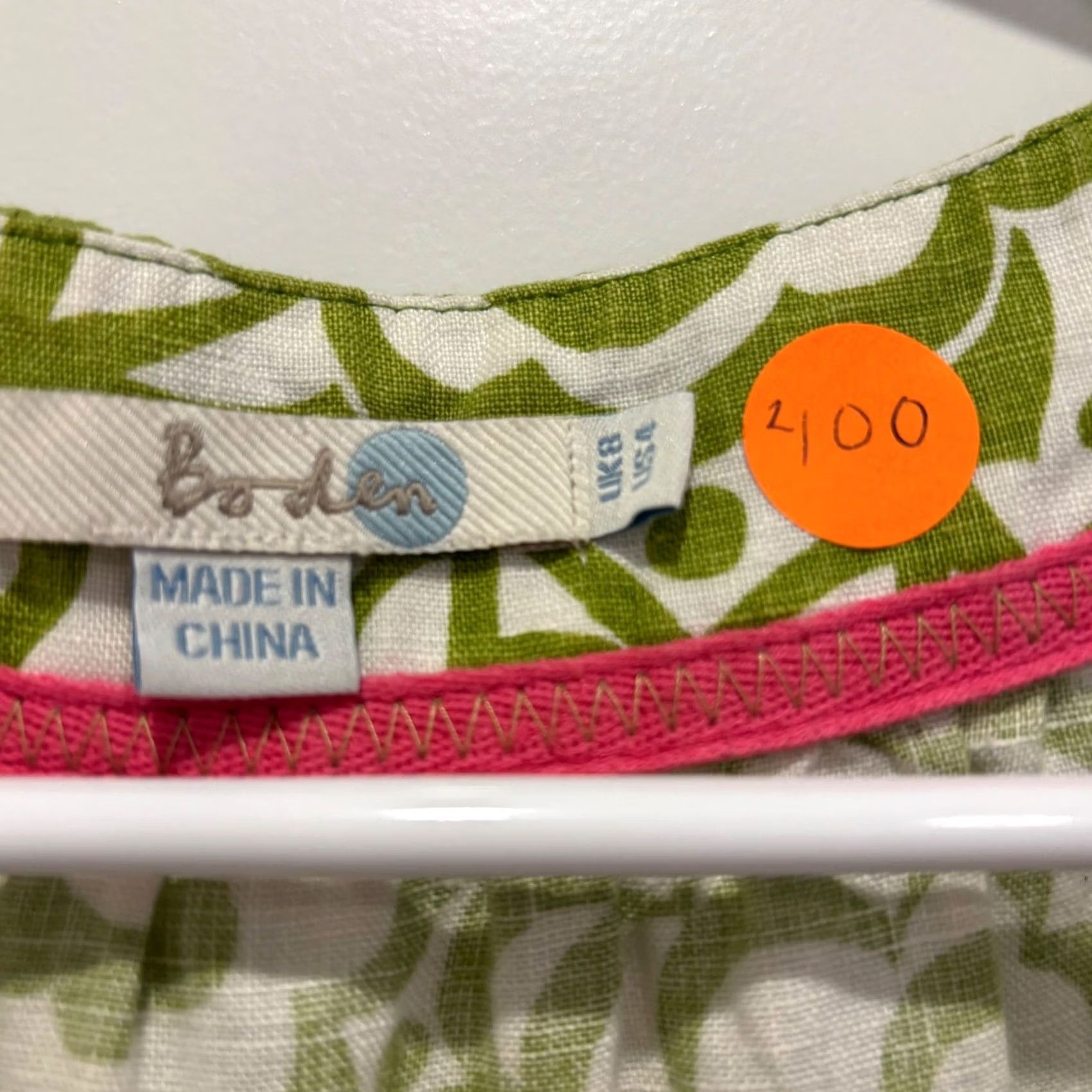 Boden Boden Green Floral 100% Linen Shift Dress Pockets Womens Size US 4 UK 8 WA354 Size S / US 4 / IT 40 - 2 Thumbnail