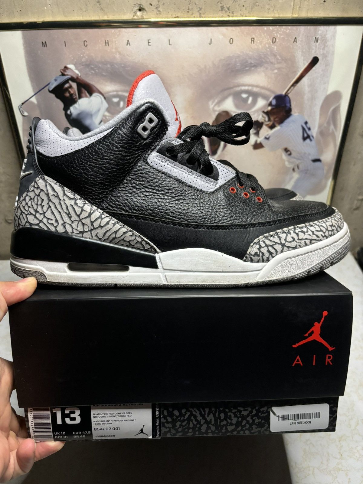 Jordan Brand Jordan 3 Retro Black Cement 2018 Size US 13 / EU 46 - 1 Thumbnail