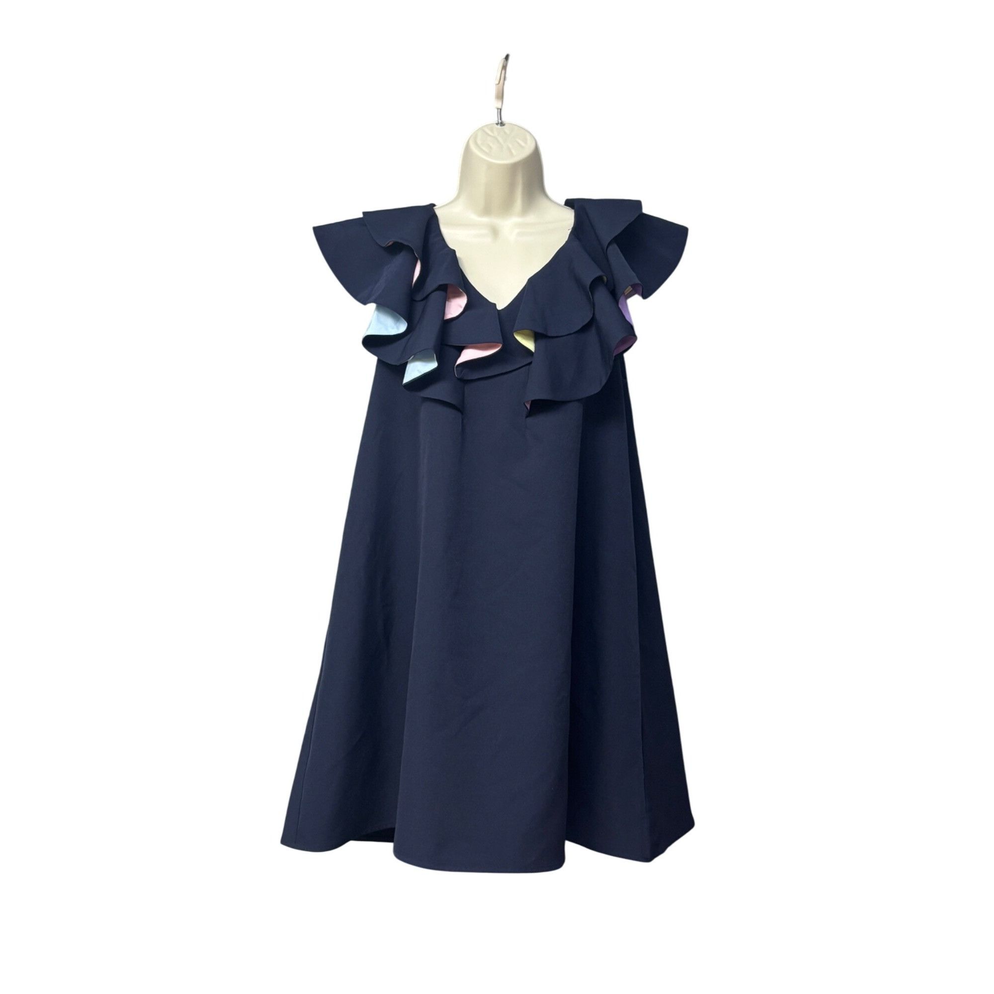 English Factory English Factory Multicolor Lined Ruffle Shift Dress, Navy, S Size S / US 4 / IT 40 - 16 Thumbnail