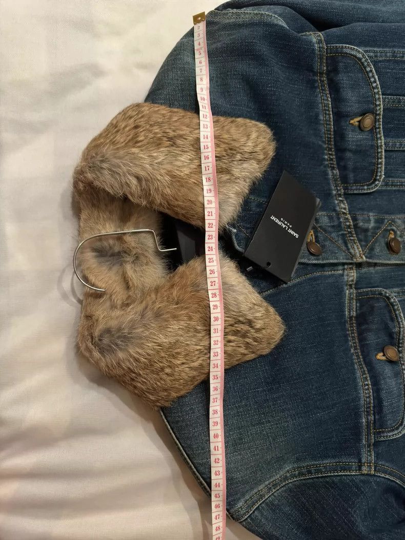 Saint Laurent Paris Saint Laurent Paris Angora rabbit fur collar denim jacket-2 Size US XS / EU 42 / 0 - 7 Thumbnail