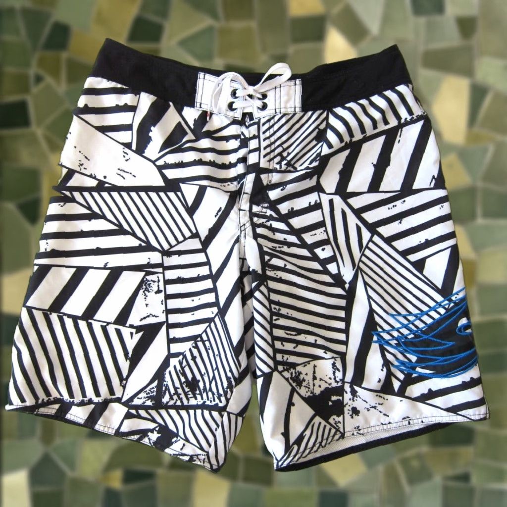 Swims Tony Hawk Black White Abstract Lined Beach Swim Board Shorts Men Size 36 Size US 36 / EU 52 - 1 Thumbnail