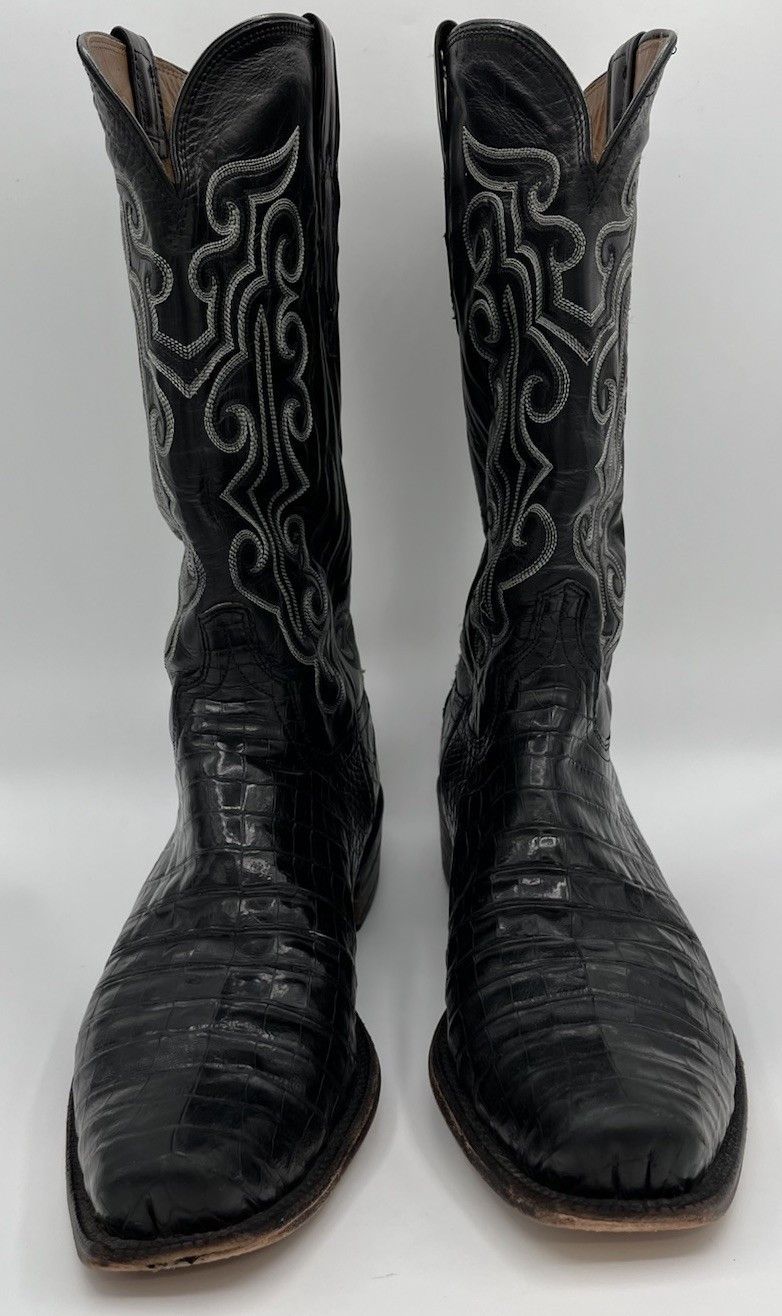 Lucchese LUCCHESE CLASSICS Black CAIMAN BELLY Cowboy Boots Size 13D Size US 13 / EU 46 - 2 Thumbnail