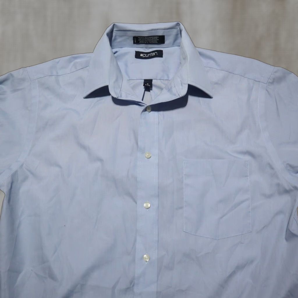 Vintage VINTAGE Puritan Solid Blue Button-Up Shirt Adult Men's M Medium Short Sleeve Collared Size US M / EU 48-50 / 2 - 1 Thumbnail
