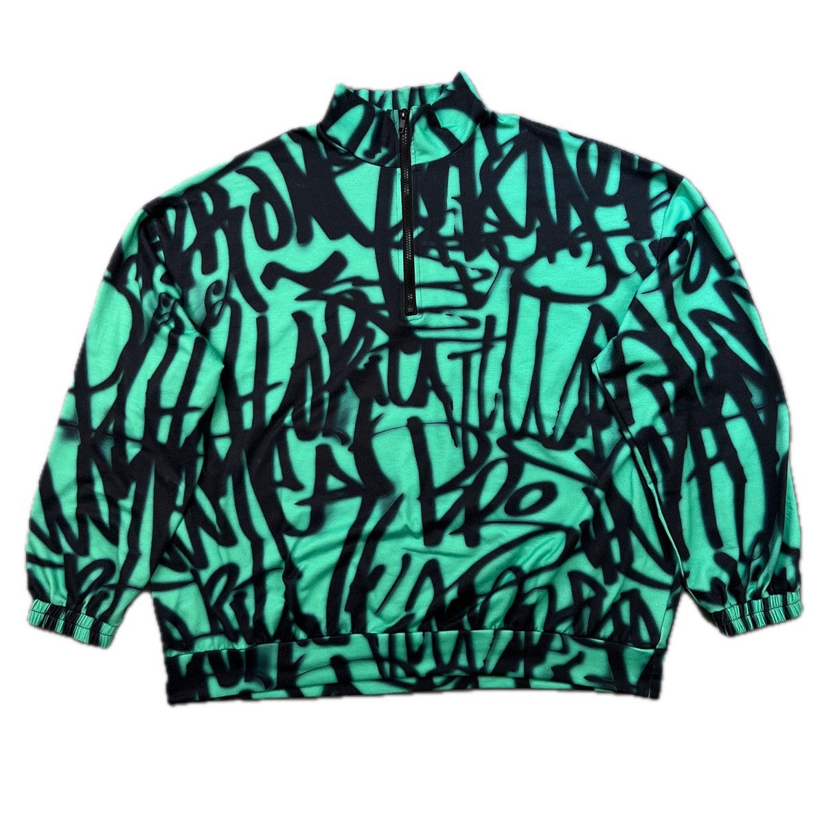 Designer Y2K Quarter Zip Graffiti Pullover Sweatshirt Size US XL / EU 56 / 4 - 1 Thumbnail