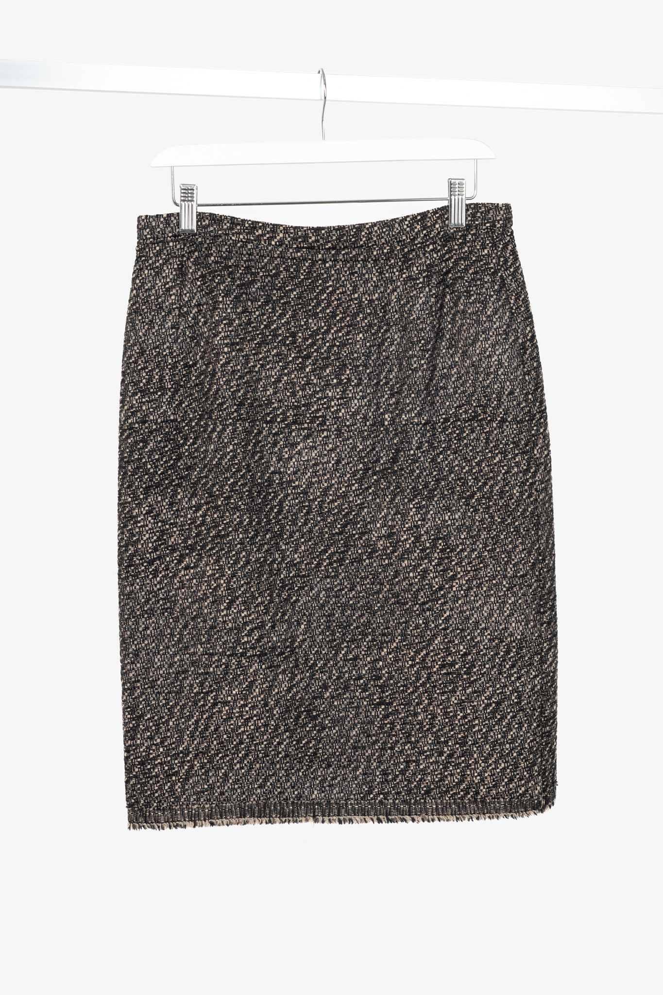 Oscar De La Renta Oscar de la Renta AW07 Runway Brown Wool-Tweed Fringe Skirt Size 30" / US 8 / IT 44 - 1 Thumbnail