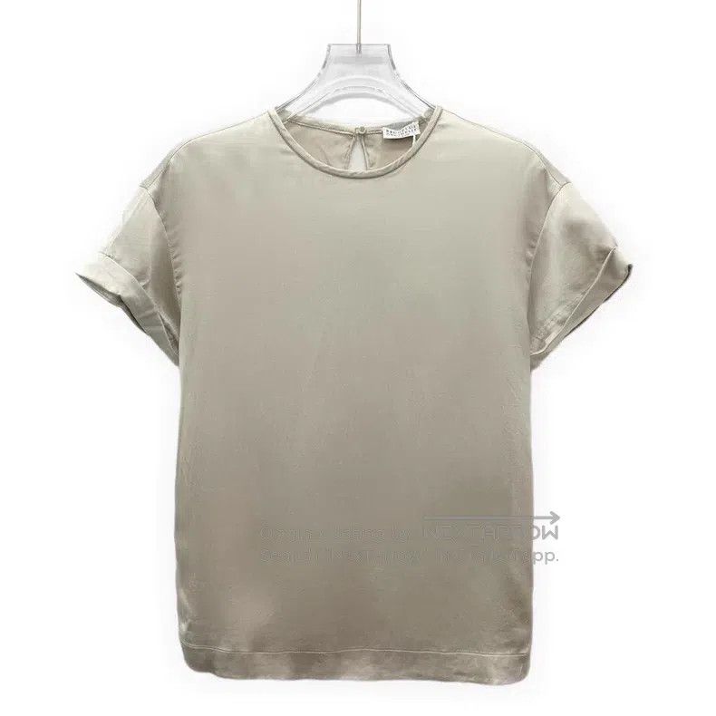Brunello Cucinelli Brunello Cucinelli Champagne Beaded Round Neck Silk Short Size XS / US 0-2 / IT 36-38 - 1 Thumbnail