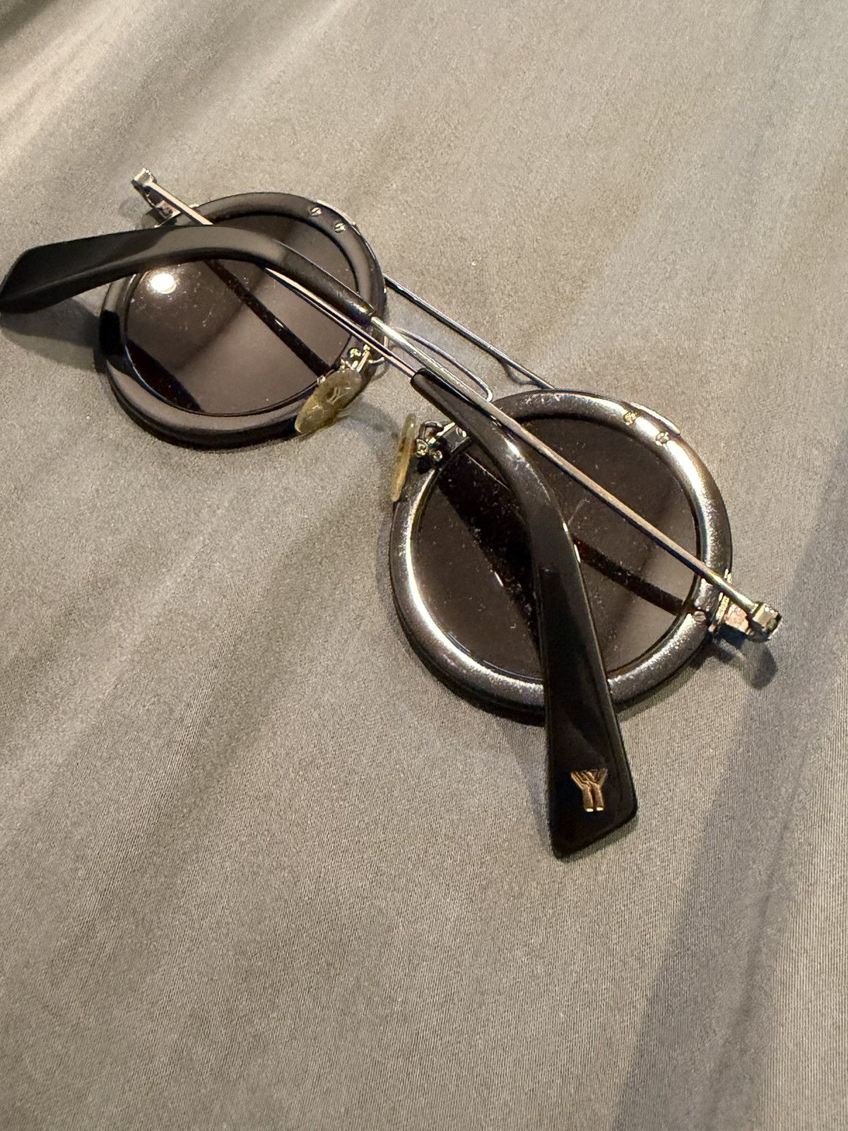 Yohji Yamamoto YOHJI YAMAMOTO BLACK & ACETATE ROUND SUNGLASSES Size ONE SIZE - 4 Thumbnail