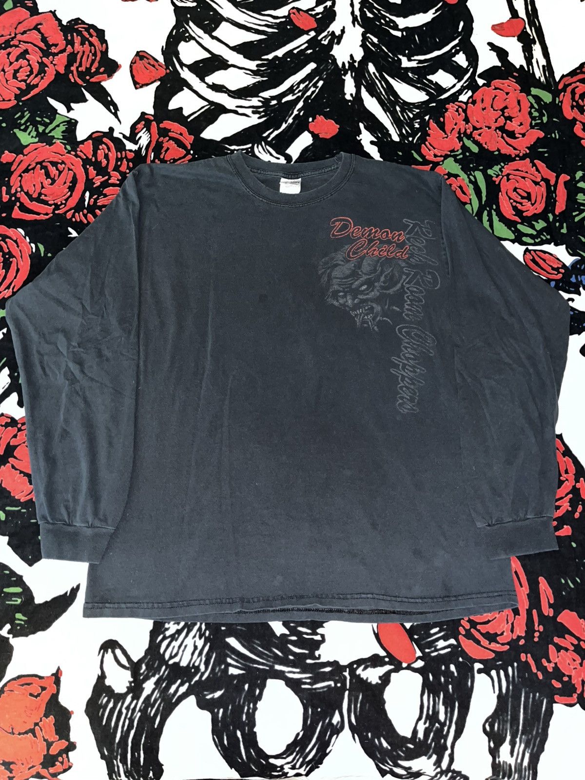 If Six Was Nine Crazy Y2K Faded Thrashed ERD Skater Grunge Devil Biker Shirt Size US L / EU 52-54 / 3 - 3 Thumbnail