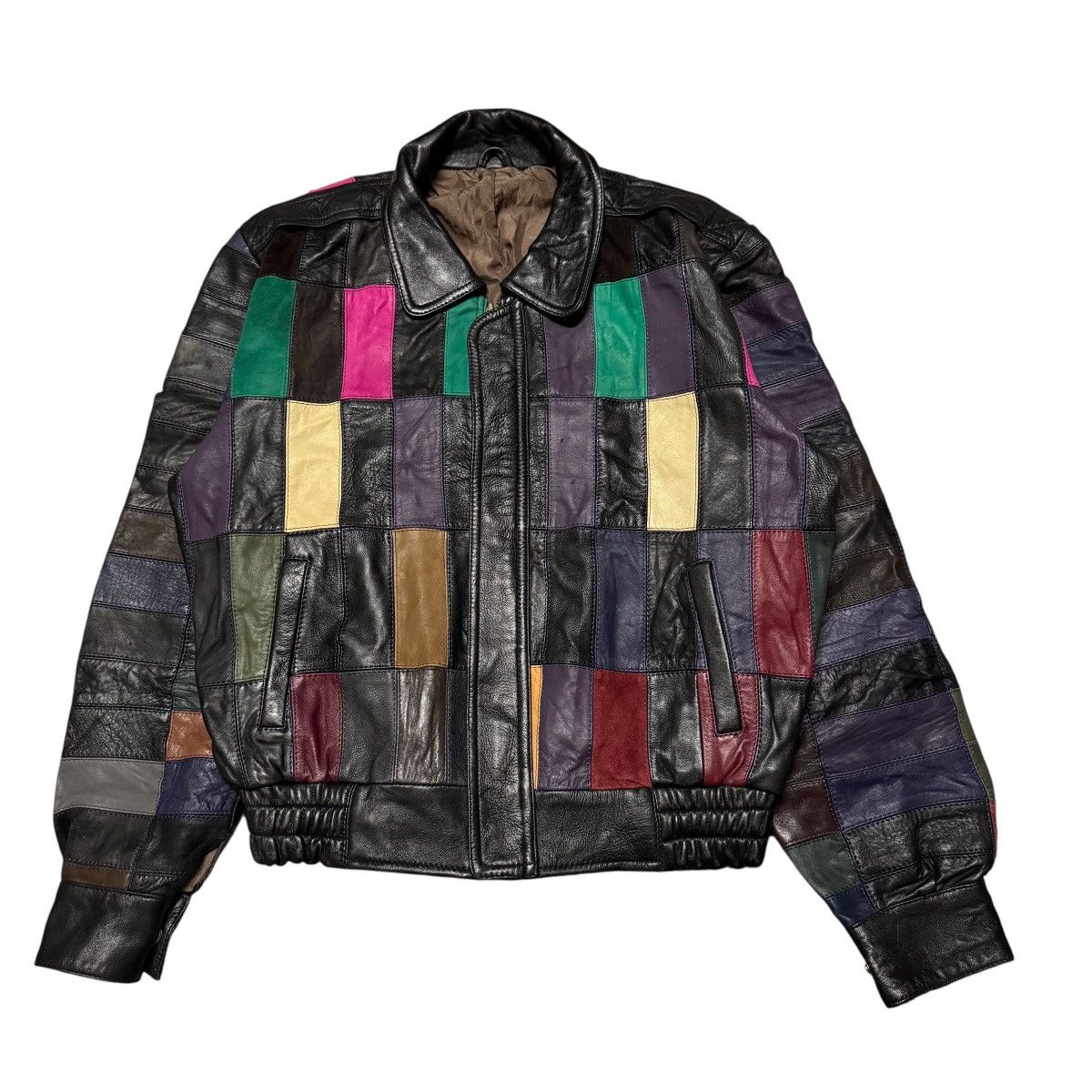 Leather Vintage Genuine Leather Patchwork Jacket Multi Colour Size US XS / EU 42 / 0 - 1 Thumbnail