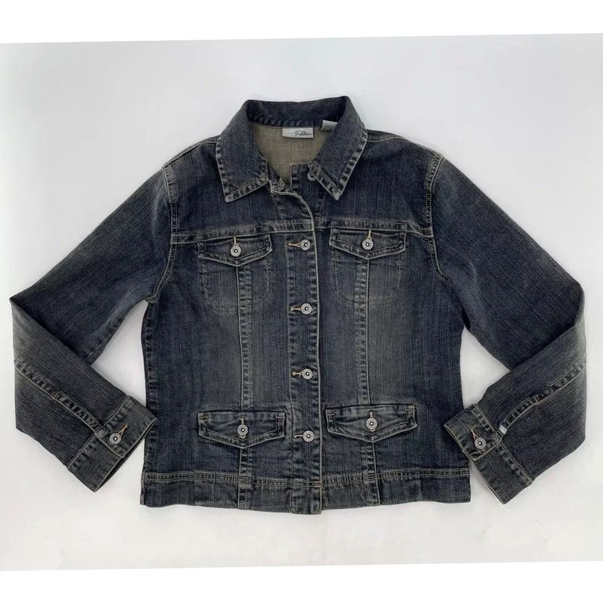 Vintage Chico's Platinum Blue Denim Jacket Size 0 Women Long Sleeve Collared Button Front Jean Size XS / US 0-2 / IT 36-38 - 3 Thumbnail