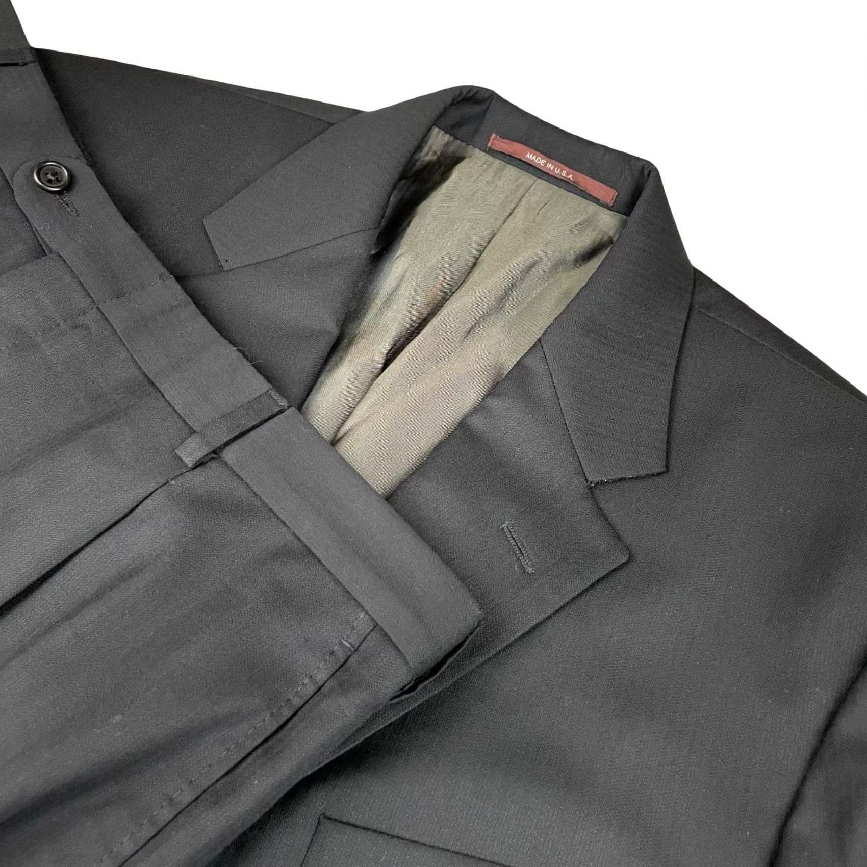 Vintage Hickey Freeman Men’s Addison 2-Piece Suit Black 44L Regular Wool USA 36x32 Vintage No Mens Size 44R - 2 Thumbnail