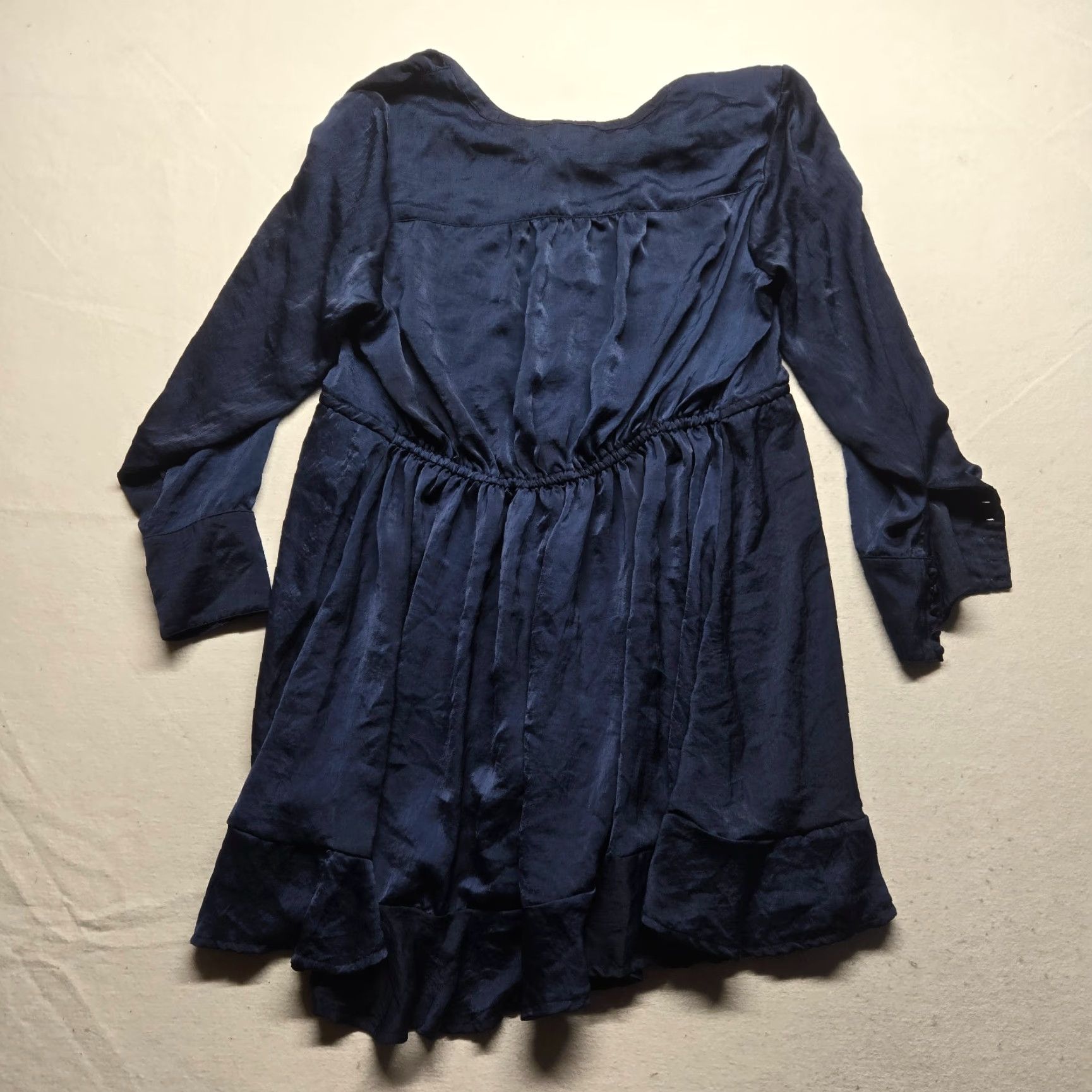 Jessica Simpson Jessica Simpson Shirt Dress Women's 2X Dark Blue V-Neck Long Sleeve Tie-Waist Knee Length Solid Dress Size XXL / US 16-18 / IT 52-54 - 8 Thumbnail