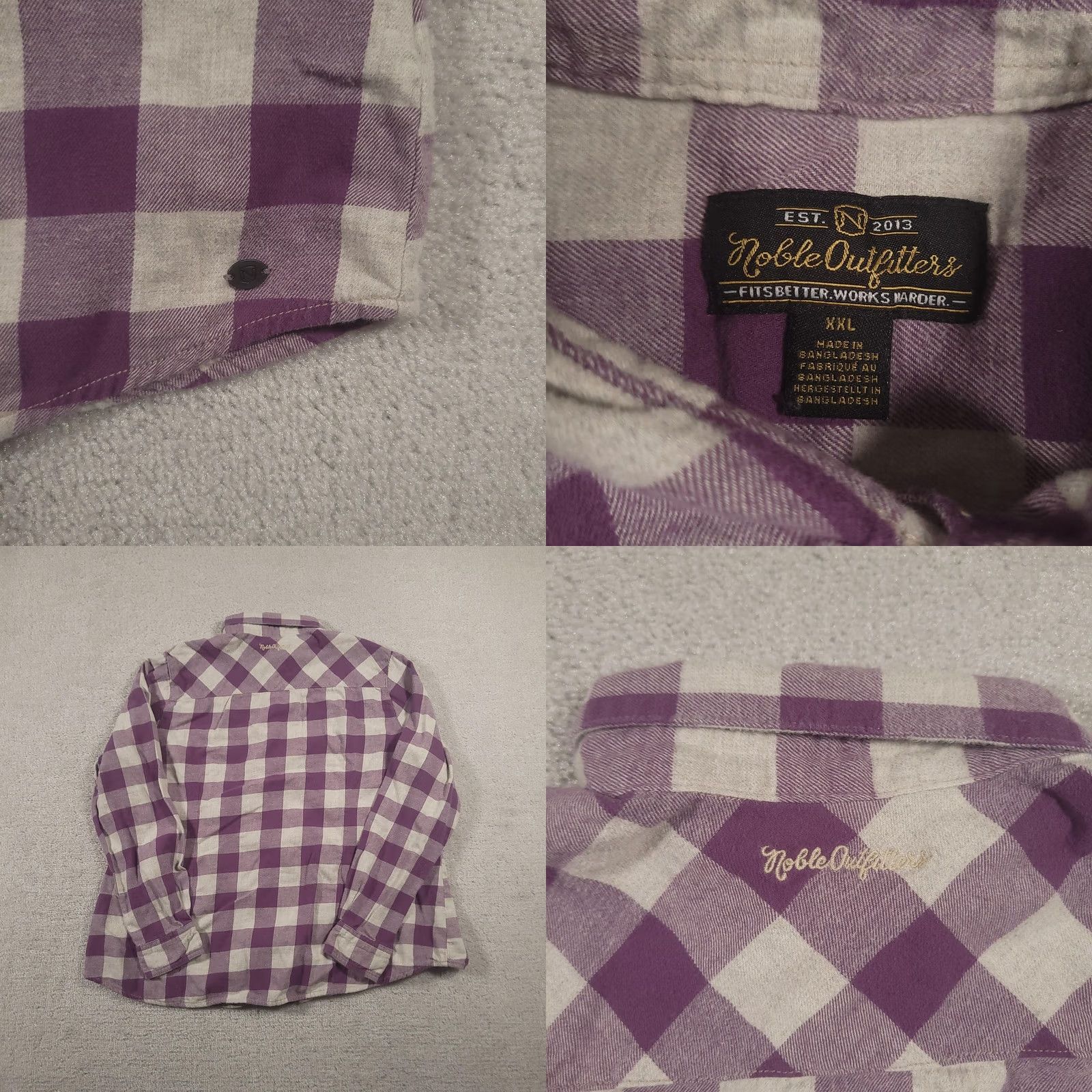 Vintage VINTAGE Noble Outfitters Shirt Womens 2XL Flannel Purple Plaid Button-Down Western Size XXL / US 16-18 / IT 52-54 - 8 Thumbnail
