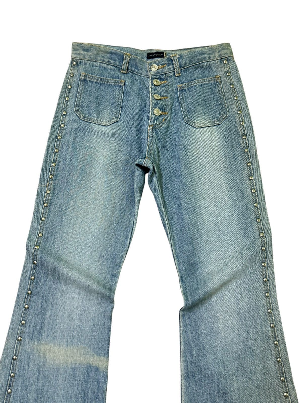 Japanese Brand Flare Vintage Daily Topics Studded Bell Bottom Denim Size US 28 / EU 44 - 5 Thumbnail