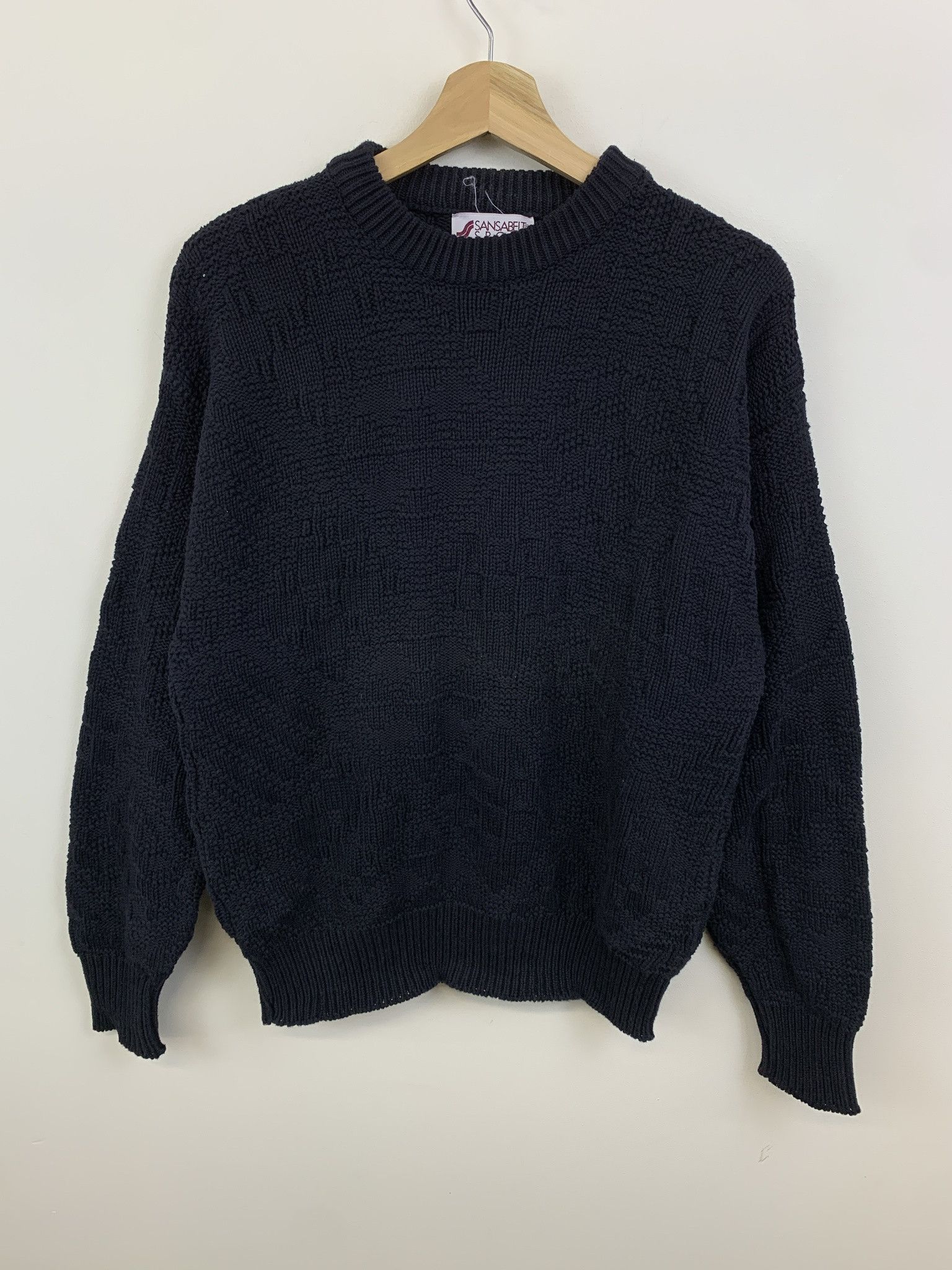 Other Vintage Knit Sweater 1990s Navy Tonal Diamond Knit Sweater Size L Size US L / EU 52-54 / 3 - 1 Thumbnail