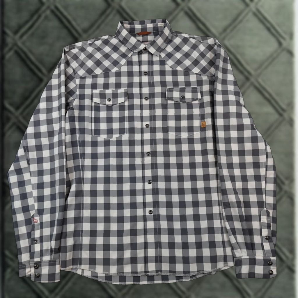 Vintage Western Rise Shirt Mens Medium Gray Check Long Sleeve Button-Up Size US M / EU 48-50 / 2 - 1 Thumbnail