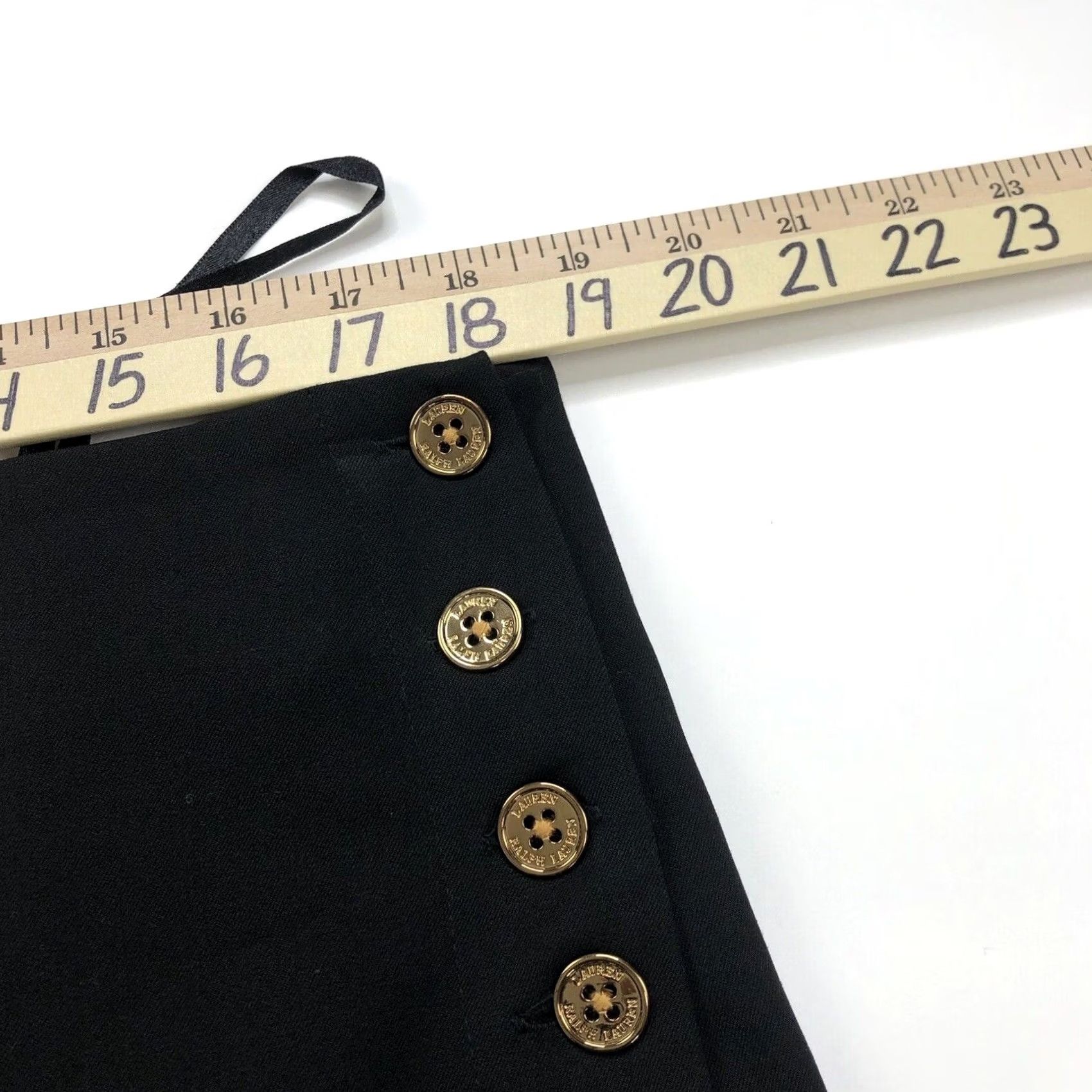 Vintage Lauren Ralph Lauren Skirt Midi Black Button Lined Polyester Blend 16 (Fits 37W) Women Xlrs? Size 38" / US 16 / IT 52 - 4 Thumbnail