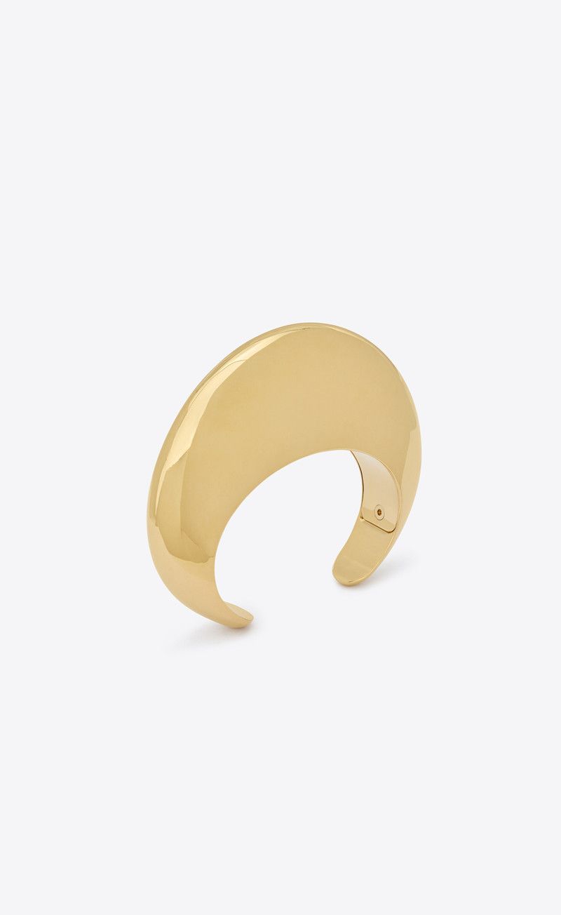 Saint Laurent Paris o1bcso1str0226 Size:M/Bumpy Cuff In Metal in Golden Size ONE SIZE - 1 Thumbnail