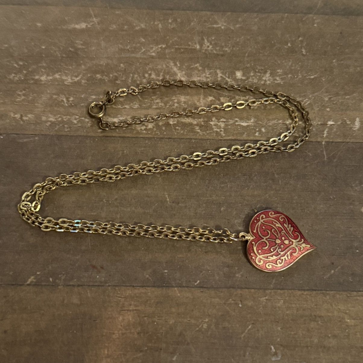 Vintage Vintage Renaissance enameled Niello heart pendant necklace Size ONE SIZE - 3 Thumbnail