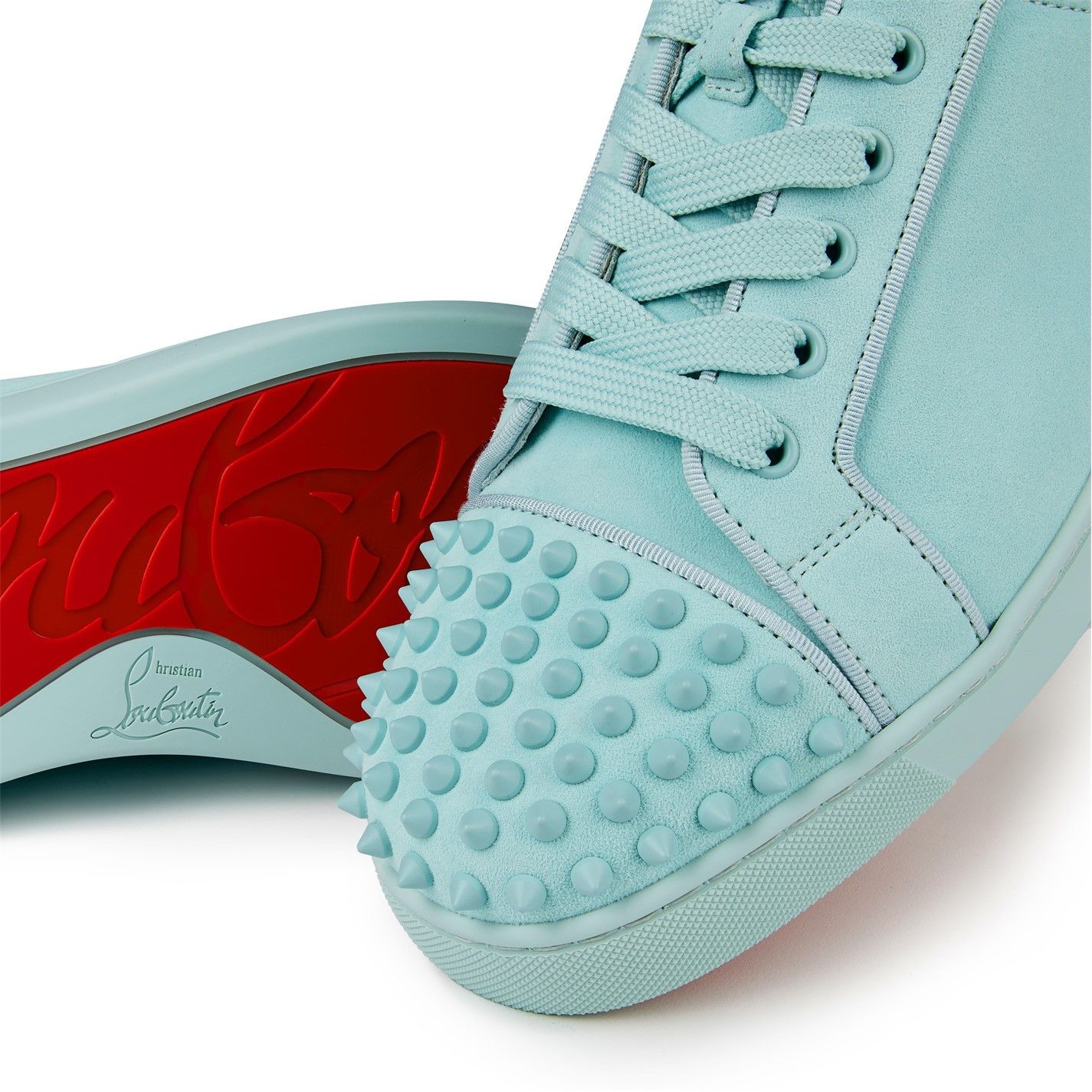 Christian Louboutin Men'S Louis Junior Spikes Suede Trainers Size US 12 / EU 45 - 6 Thumbnail