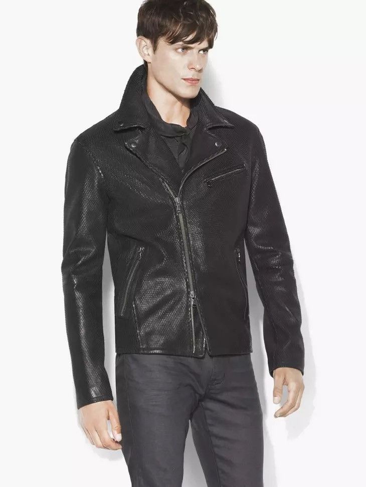 John Varvatos Scaled Leather Biker Jacket Size large Size US L / EU 52-54 / 3 - 1 Thumbnail