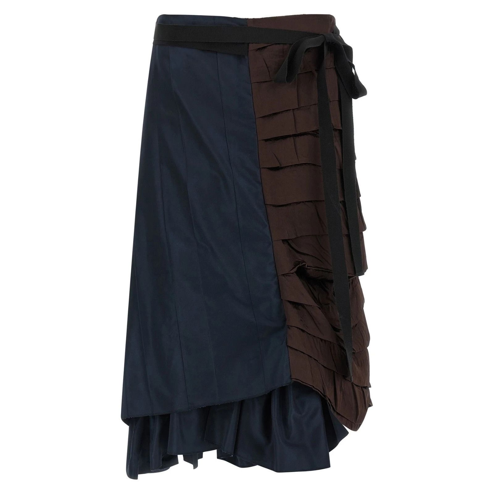 Prada PRADA Patchwork Brown Silk Skirt New And Authentic (Women's Size 27" / US 4 / IT 40 - 1 Thumbnail