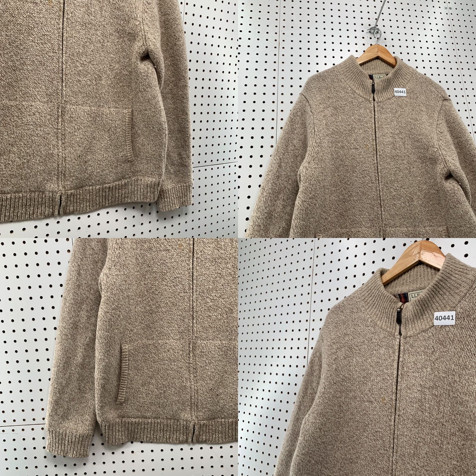 Vintage LL Bean Lambswool Knit Zip Jacket Mens Large Brown Flannel Lined Bomber Jacket 21x27.5 Size US L / EU 52-54 / 3 - 8 Thumbnail