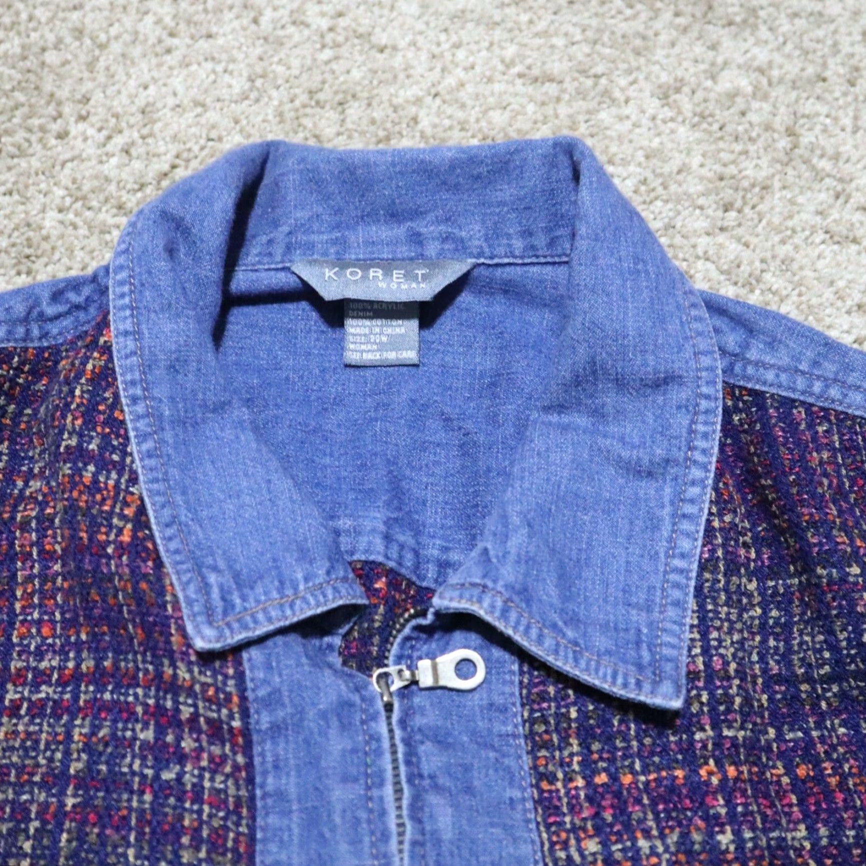 Vintage Vintage Koret Denim Blue Medium Zip Up Jacket Boho Women's Size 20w 90s Size 3XL / US 20-22 - 5 Thumbnail