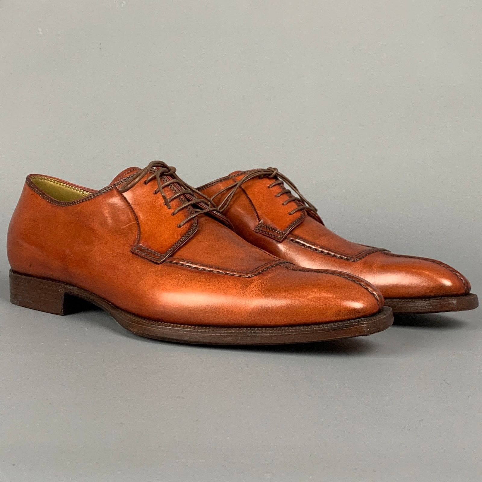 Other STEFANOBI Cognac Contrast Stitch Leather Lace Up Shoes Size US 8 / EU 41 - 2 Thumbnail