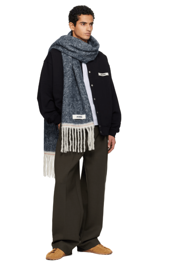 Jacquemus BNWT AW25 JACQUEMUS L ECHARPE CARRO BRUSHED SCARVES NAVY Size ONE SIZE - 1 Thumbnail