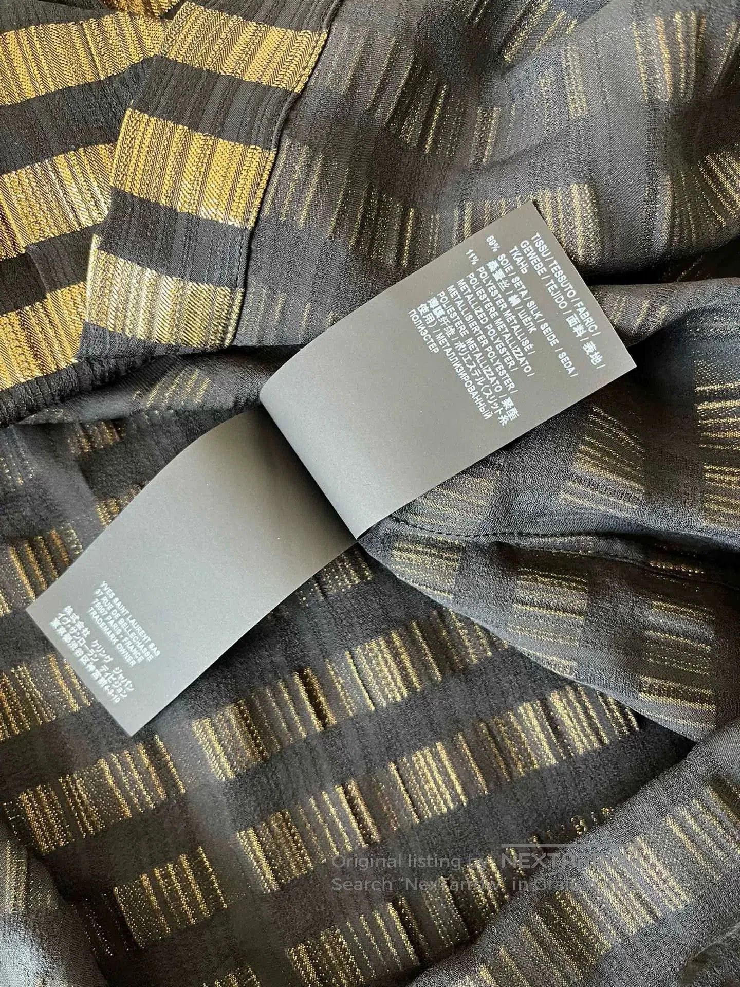 Saint Laurent Paris Saint Laurent Runway Black Gold Striped Silk Shirt. Size US XXS / EU 40 - 5 Thumbnail