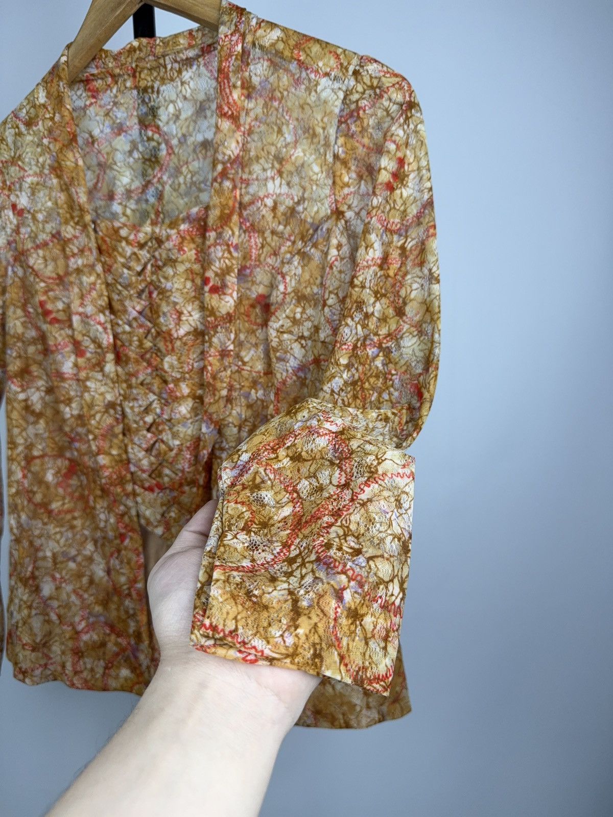 Japanese Brand 00s Y2K Archive Lace Mesh Blouse Gaultier Style Sheer Top Size S / US 4 / IT 40 - 8 Thumbnail