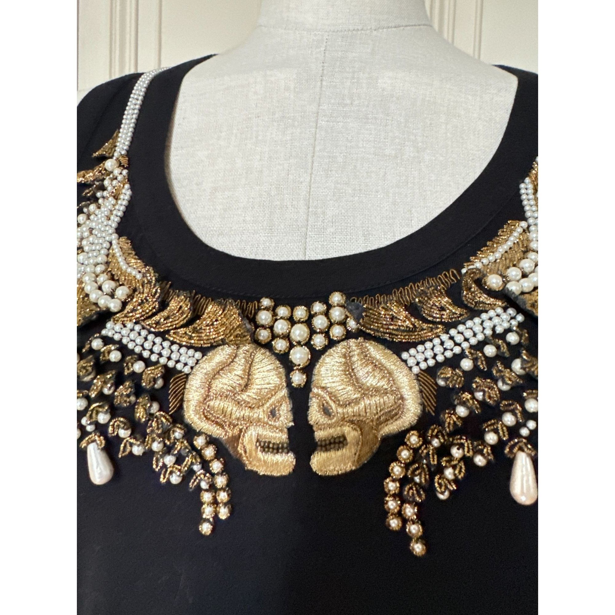 Alexander McQueen Navy Skulls Embellished Top Size S / US 4 / IT 40 - 3 Thumbnail