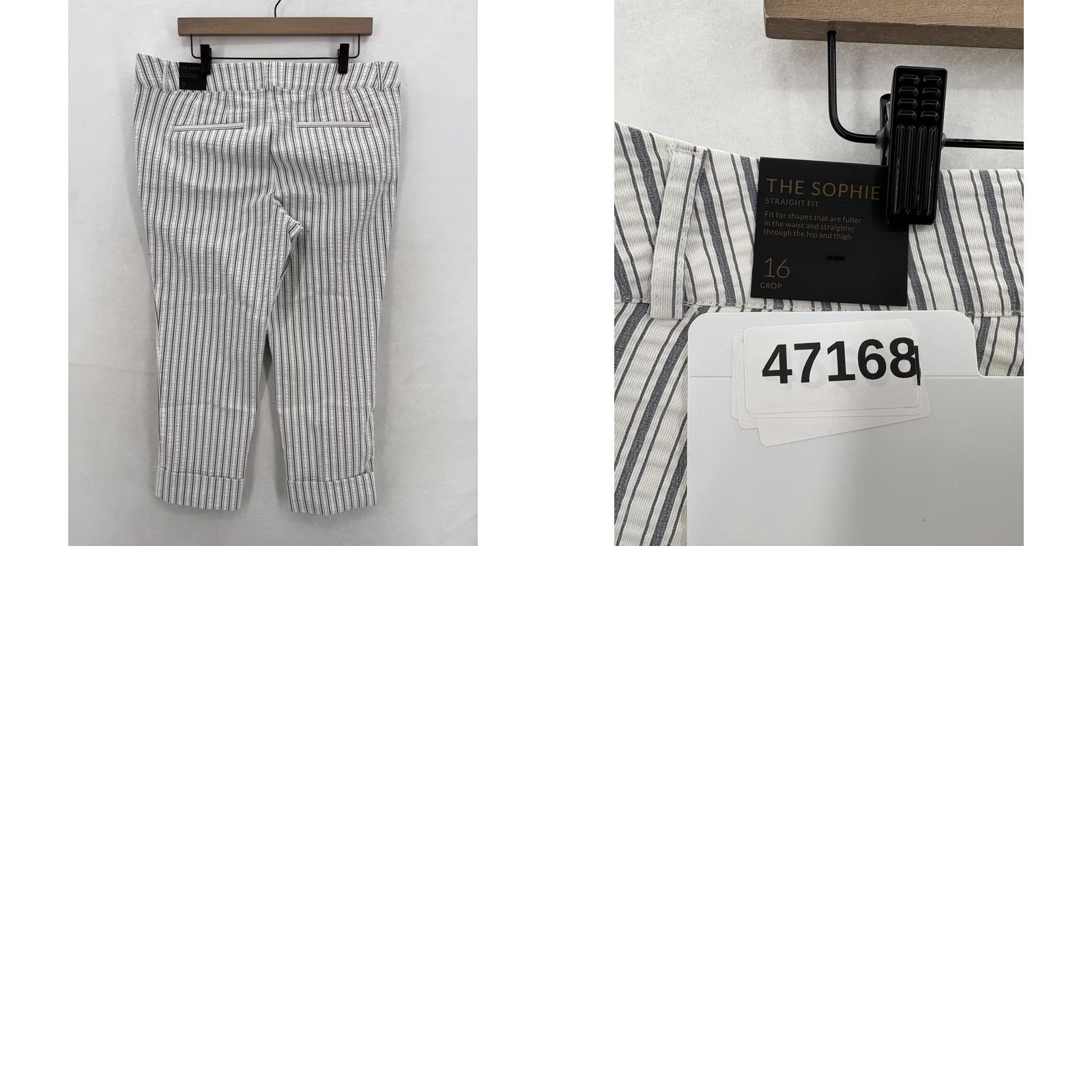 Vintage Lane Bryant The Sophie Crop Pants Womens 16 White Striped Straight Leg Stretch Size 38" / US 16 / IT 52 - 10 Thumbnail