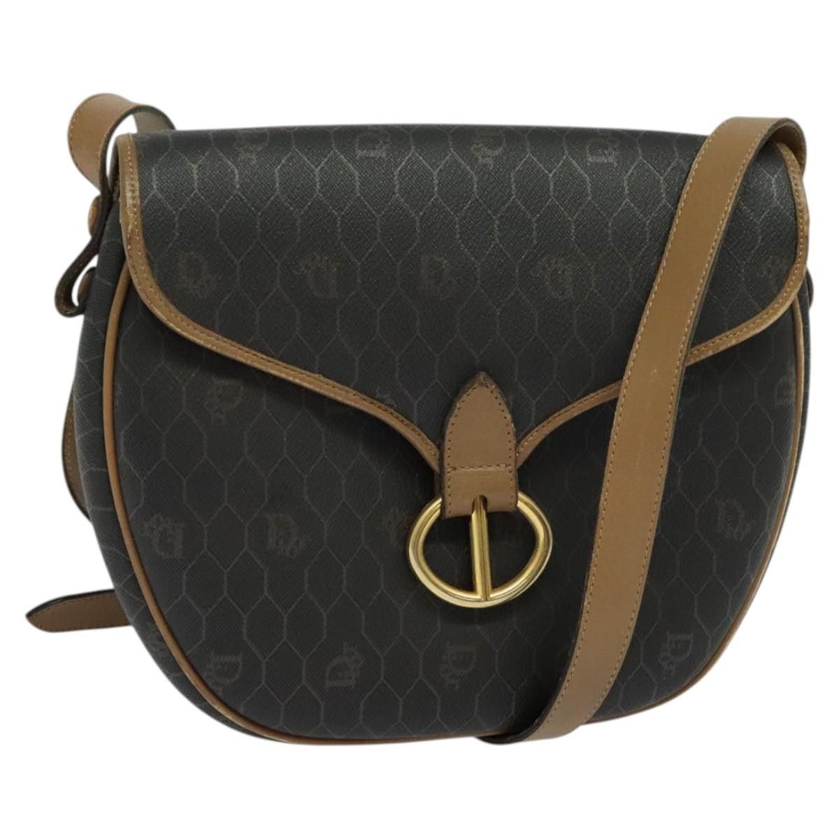 Dior DIOR Honeycomb Canvas Shoulder Bag Pvc Leather Black Brown Size ONE SIZE - 1 Thumbnail