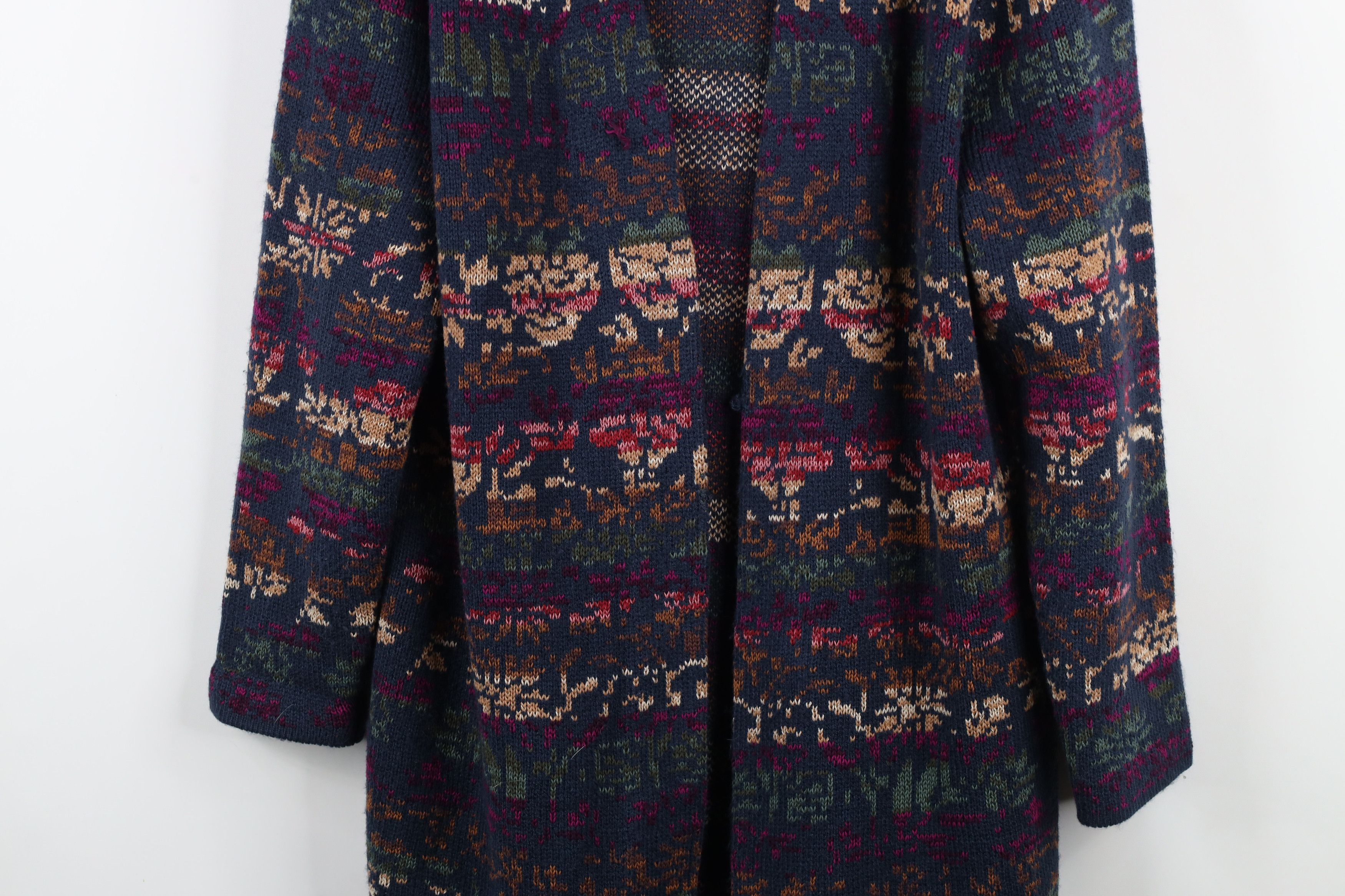 Vintage Vintage 90s Streetwear Flower Knit Open Cardigan Sweater Size XL / US 12-14 / IT 48-50 - 3 Thumbnail
