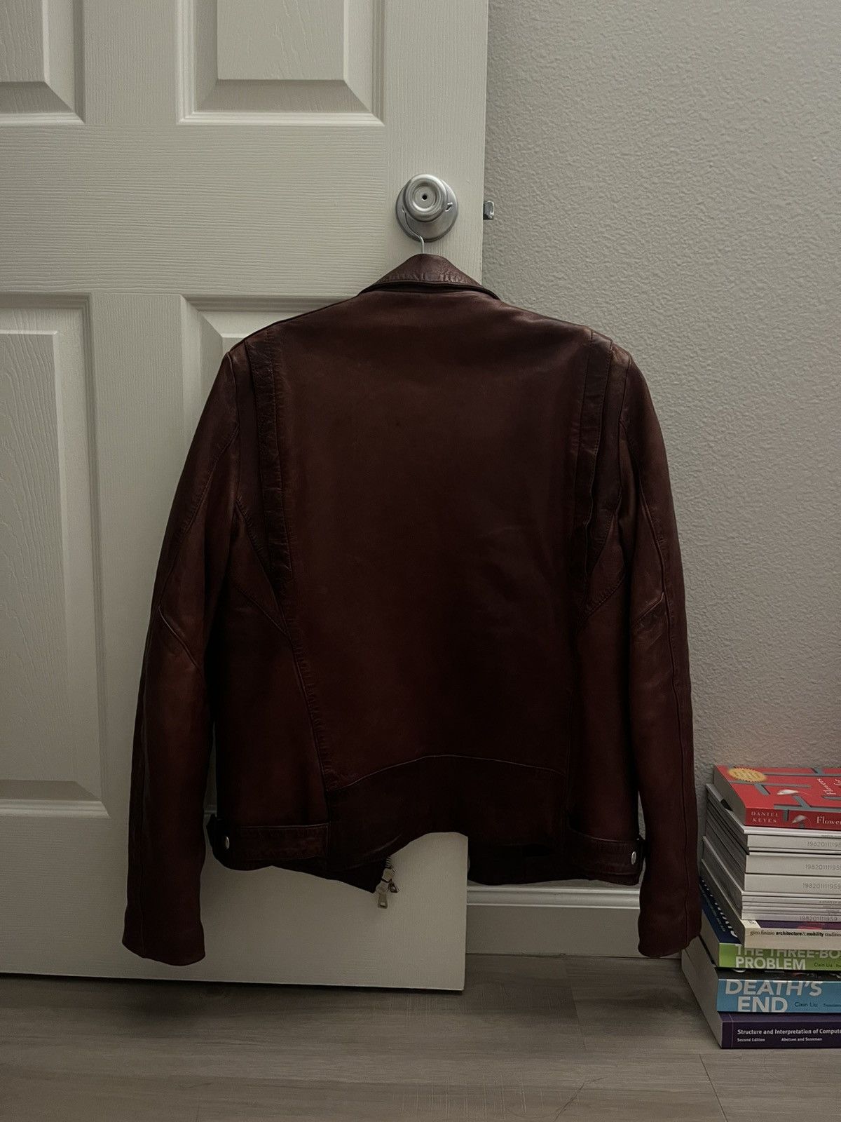 Balmain Balmain OxBlood Leather Rider Jacket Size US M / EU 48-50 / 2 - 2 Thumbnail