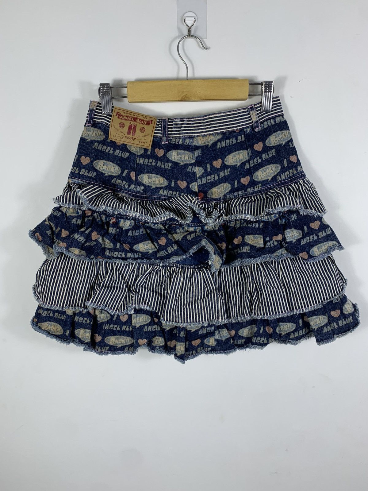 Hysteric Glamour Angel Blue short Skirt jeans all over print Size US 27 - 1 Thumbnail