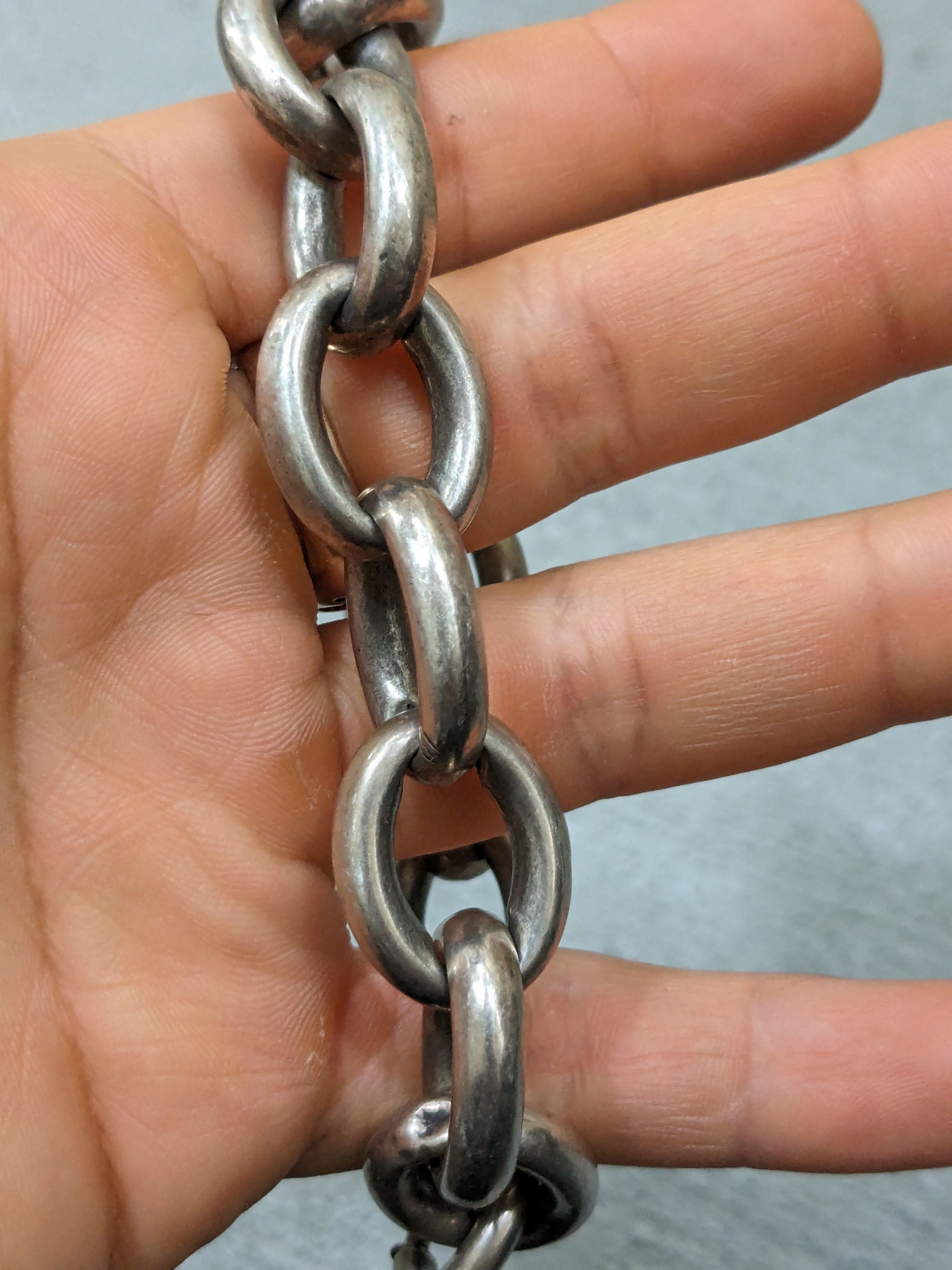 Other Vintage Sterling Silver Bracelet 9.5" Oval Chain Link 90s Size ONE SIZE - 15 Thumbnail