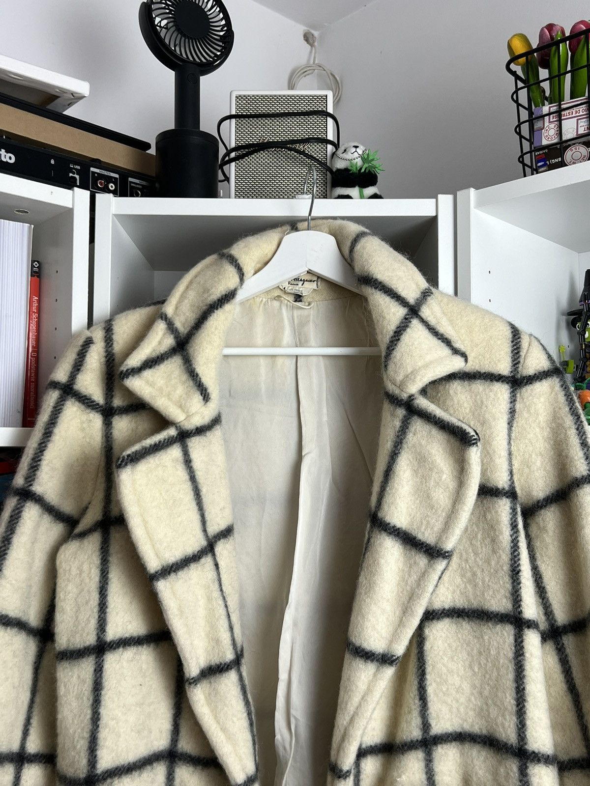 Designer × Salvatore Ferragamo × Vintage Vintage 90s Salvatore Ferragamo wool checked coat L designer Size L / US 10 / IT 46 - 5 Thumbnail