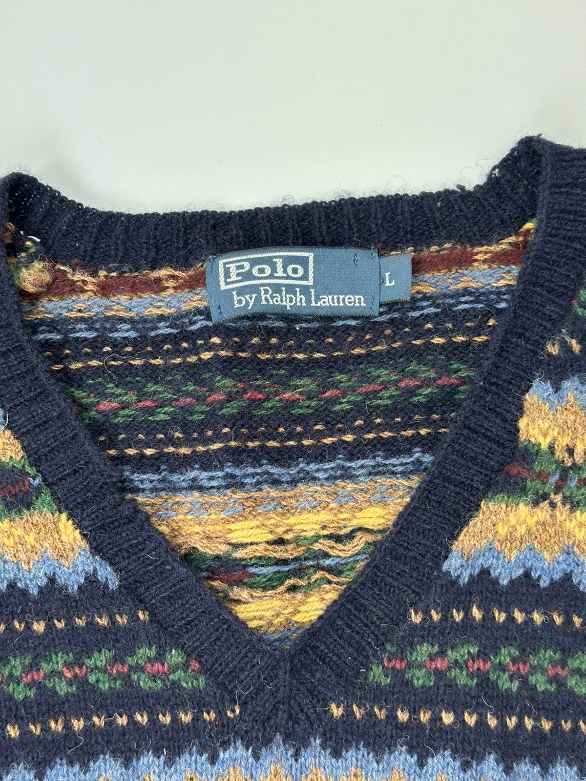 Polo Ralph Lauren Polo Ralph Lauren Wool Sweater V-Neck Fair Isle Size US L / EU 52-54 / 3 - 8 Thumbnail