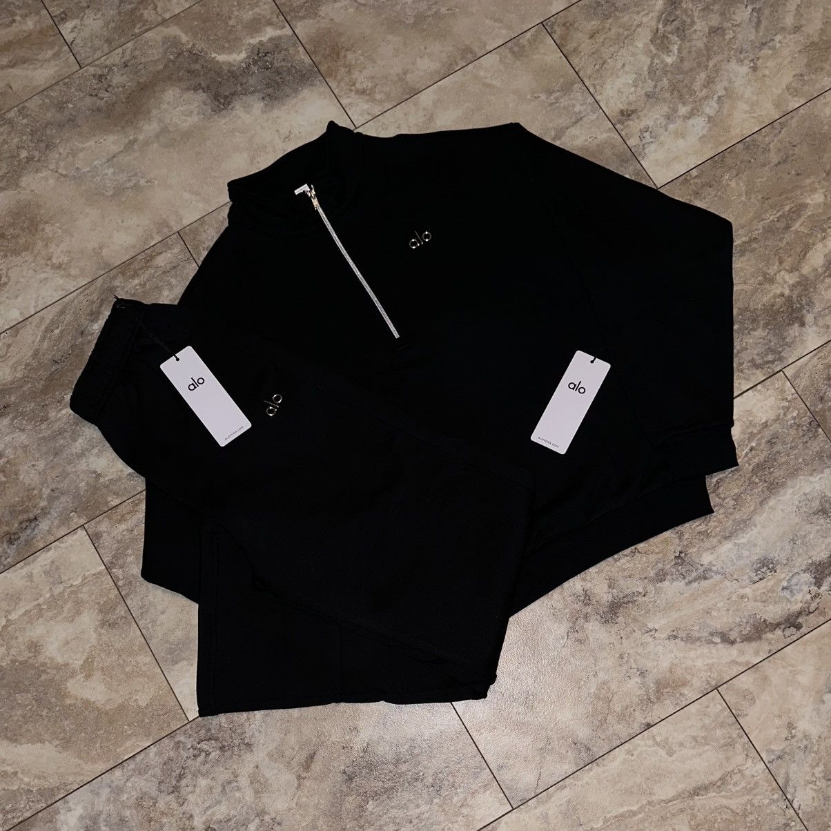 Alo Alo Yoga Accolade 1/4 Zip Black Quarter Zip Sweatshirt Large