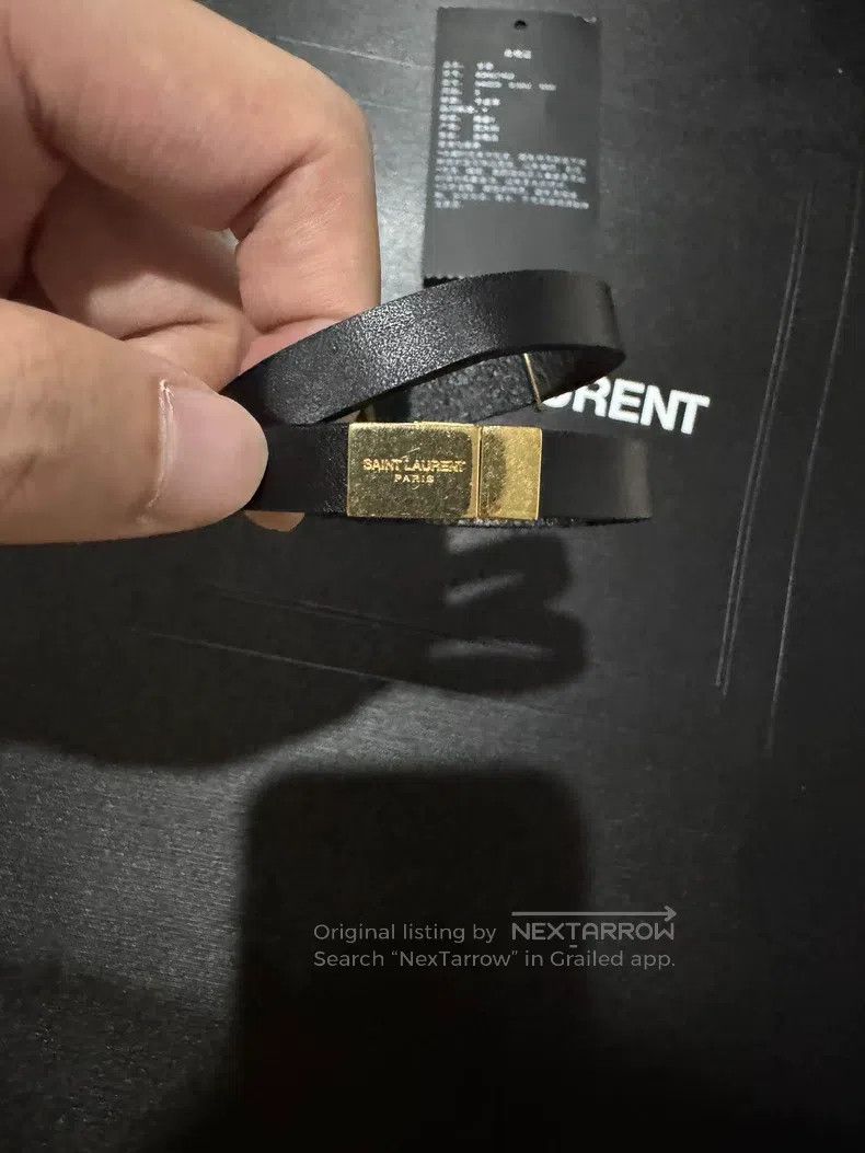 Saint Laurent Paris Saint Laurent Paris Black and Gold Dual-Ring Leather Brace Size ONE SIZE - 8 Thumbnail
